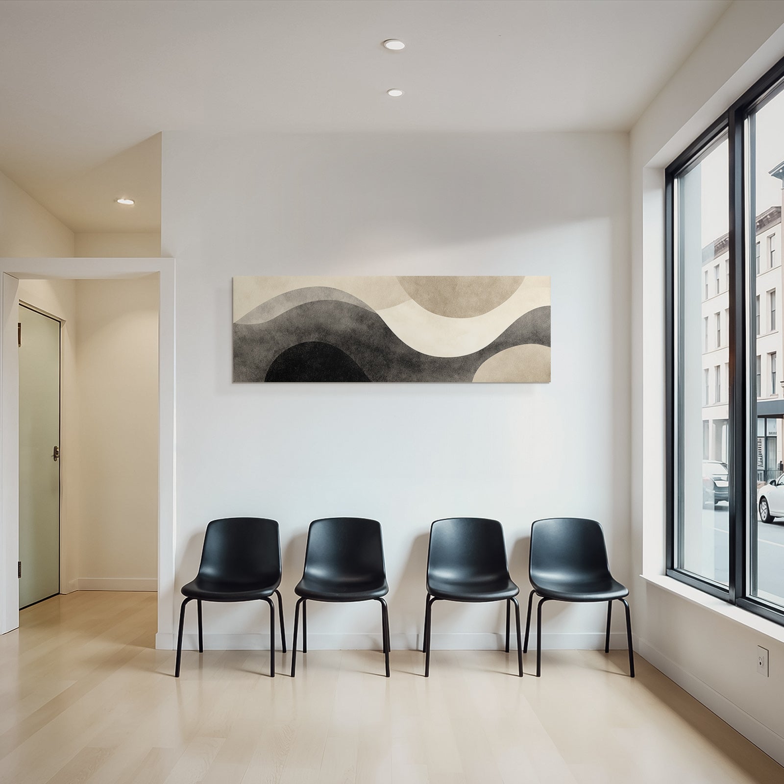 Abstract Design Fluid Shapes In Beige Black Grey