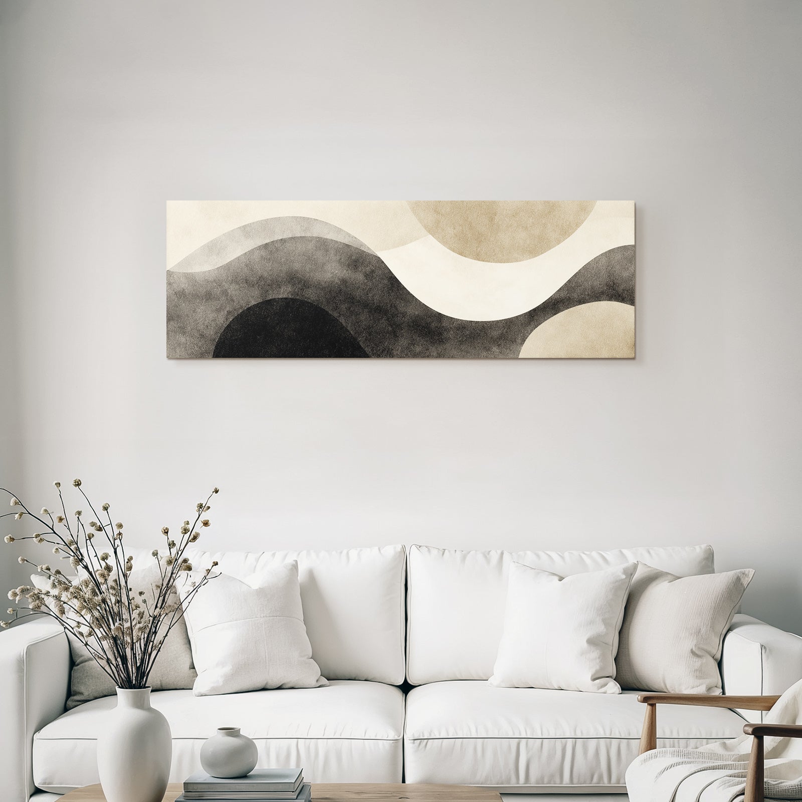Abstract Design Fluid Shapes In Beige Black Grey