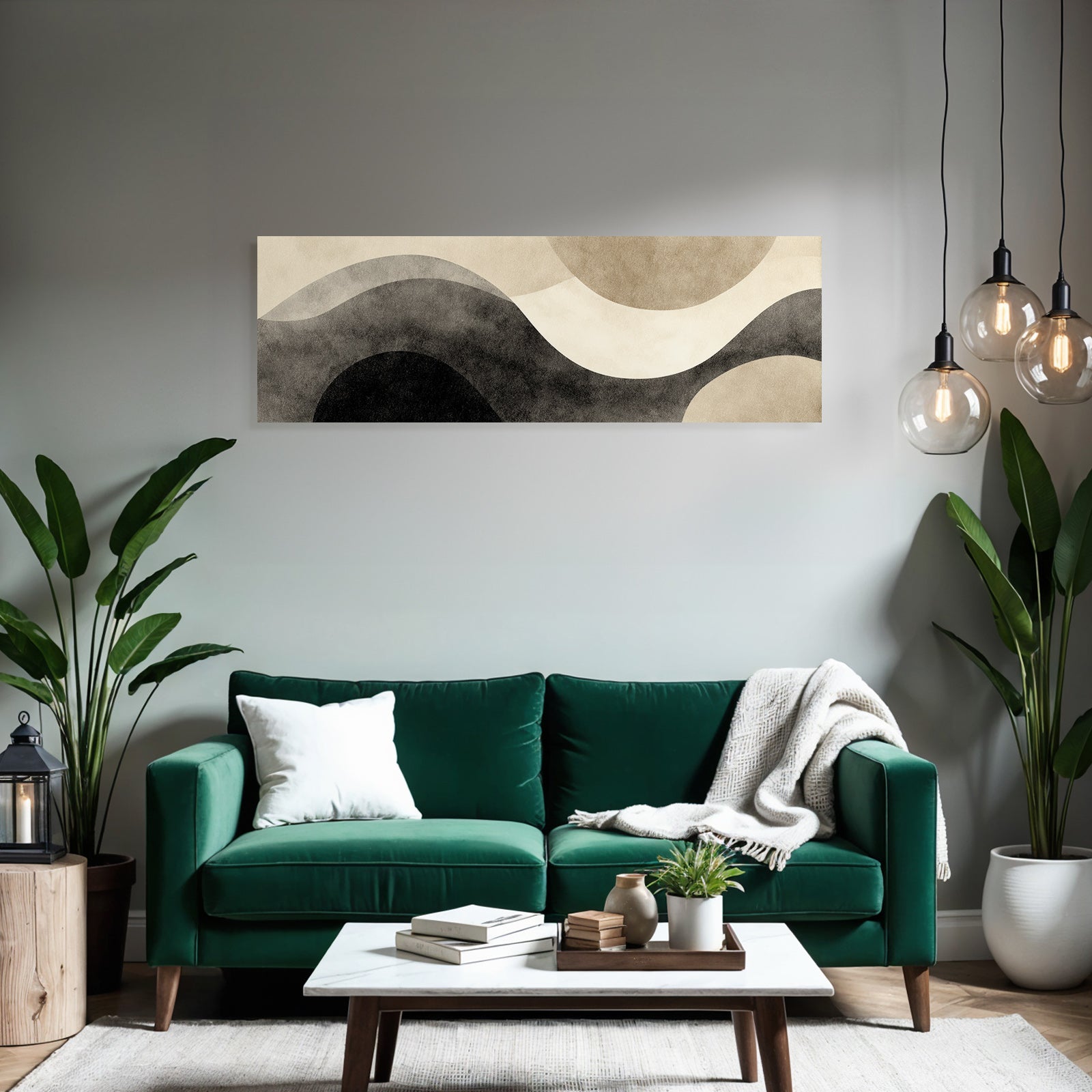 Abstract Design Fluid Shapes In Beige Black Grey