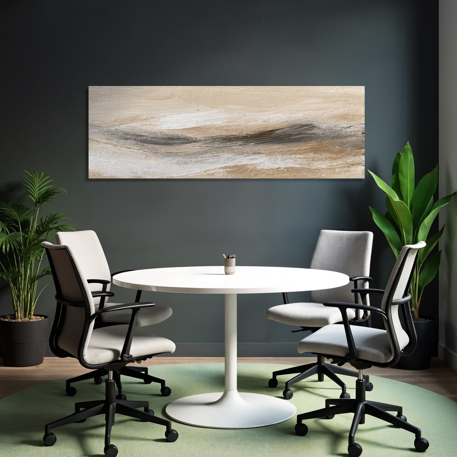 Abstract painting with soft colors and textures in a natural landscape