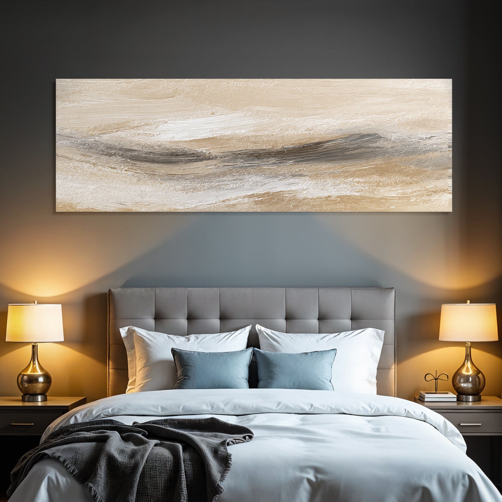 Abstract painting with soft colors and textures in a natural landscape