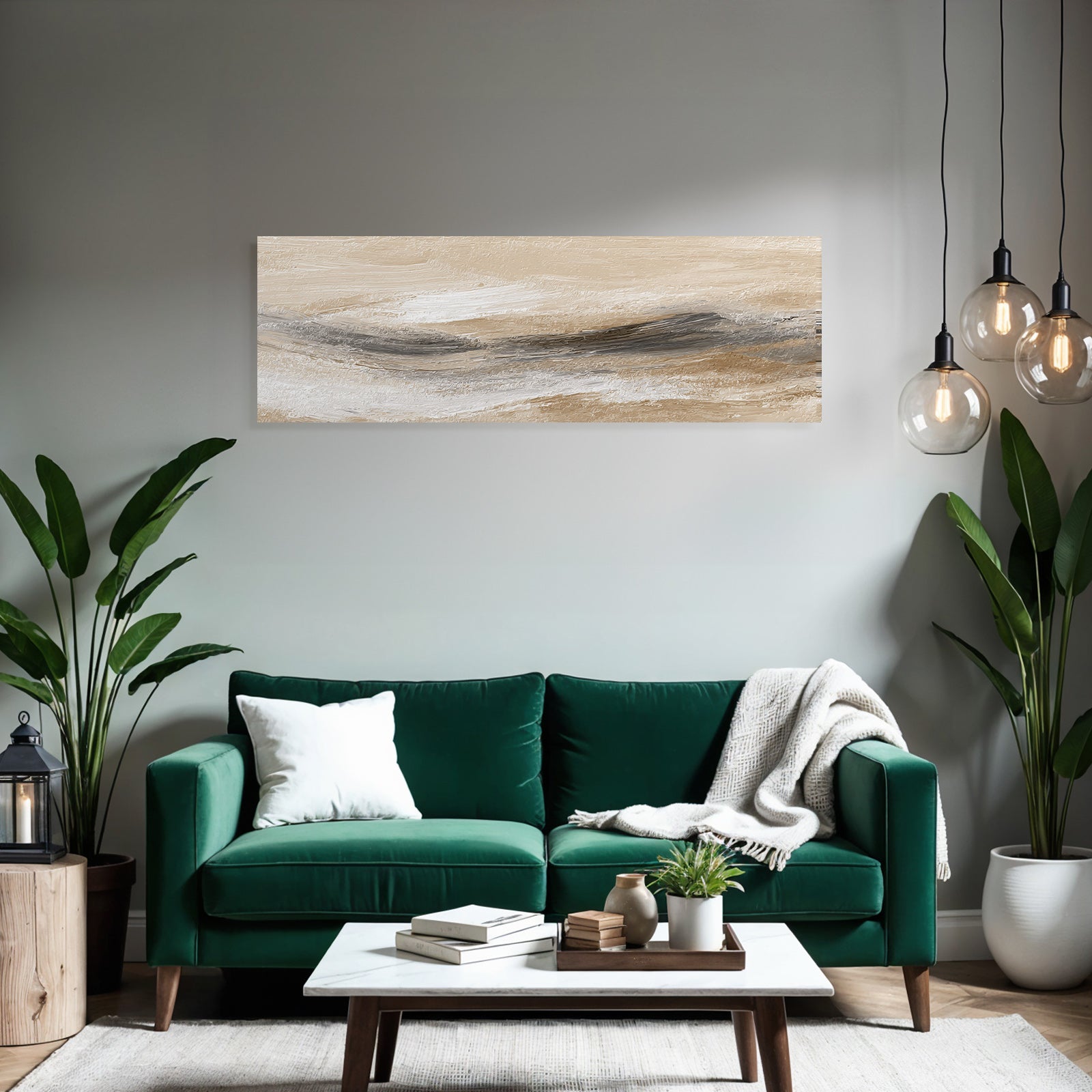 Abstract painting with soft colors and textures in a natural landscape