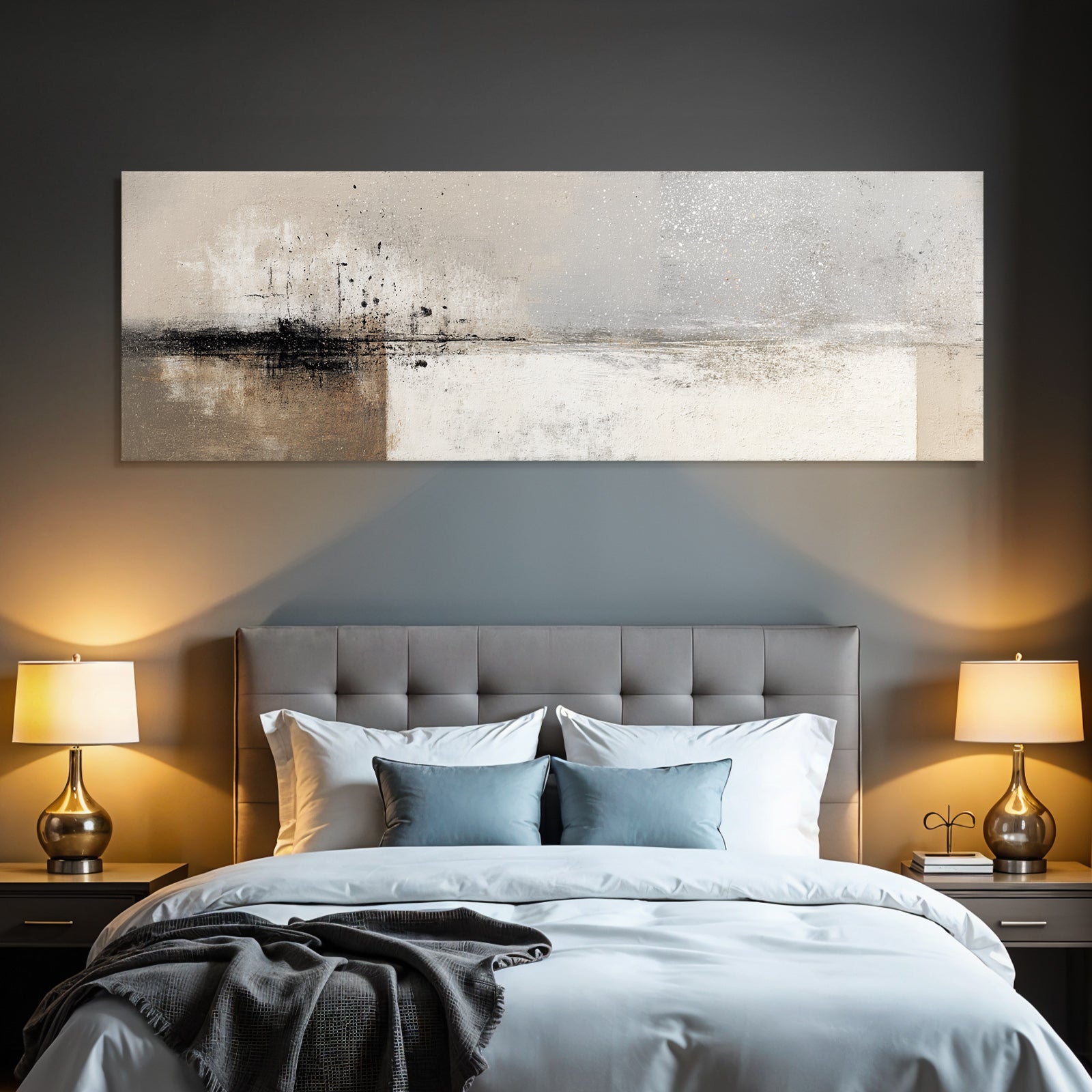 Abstract painting neutral colors textures splashes