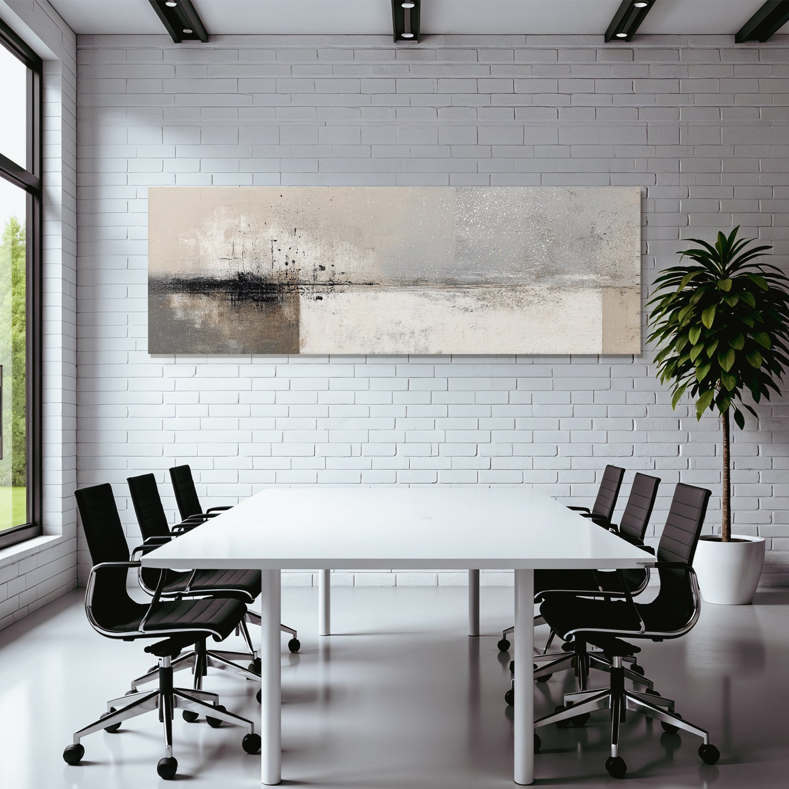 Abstract painting neutral colors textures splashes
