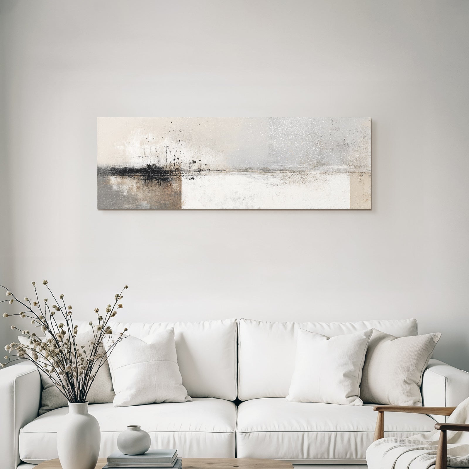 Abstract painting neutral colors textures splashes