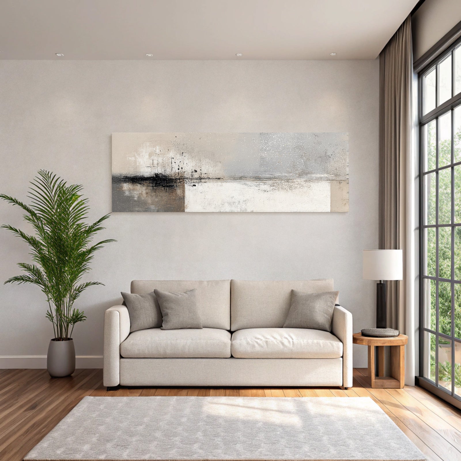 Abstract painting neutral colors textures splashes