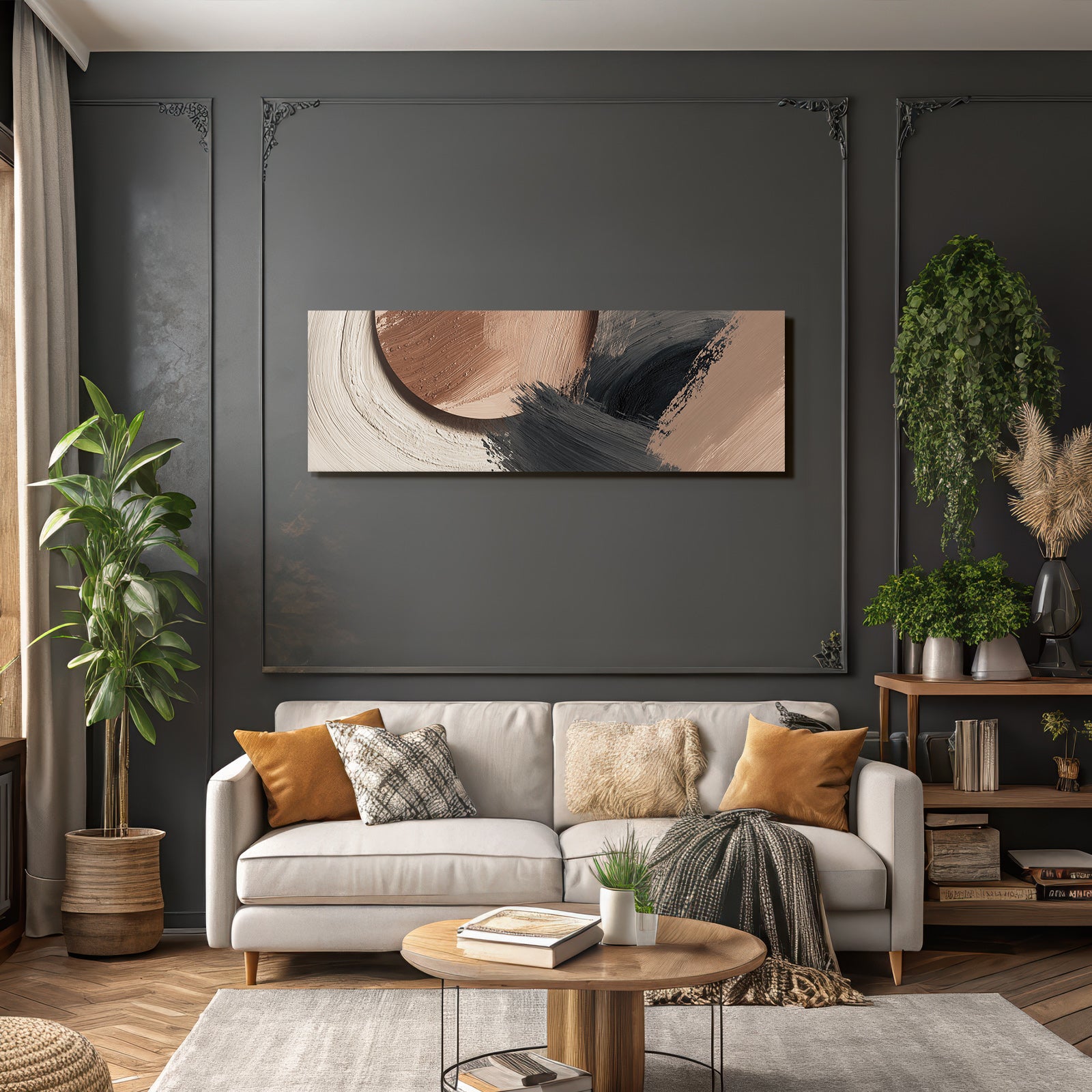 Abstract painting Terracotta Black