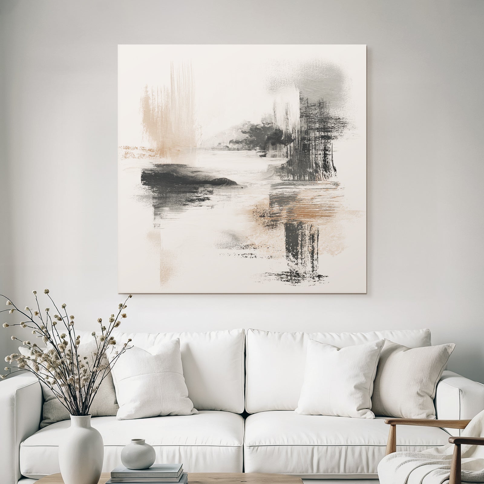 Abstract painting Soft brushstrokes Muted colors Serene landscape or seascape