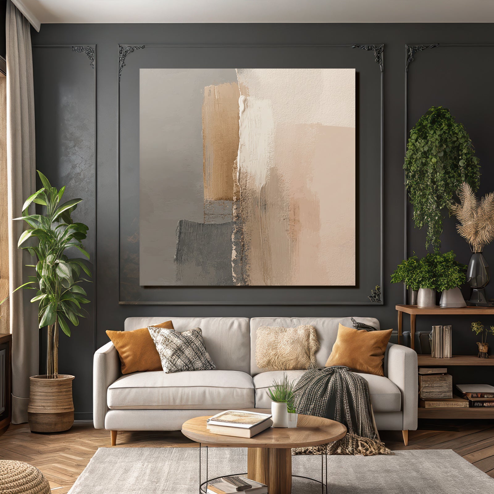 Abstract painting soft colors structures