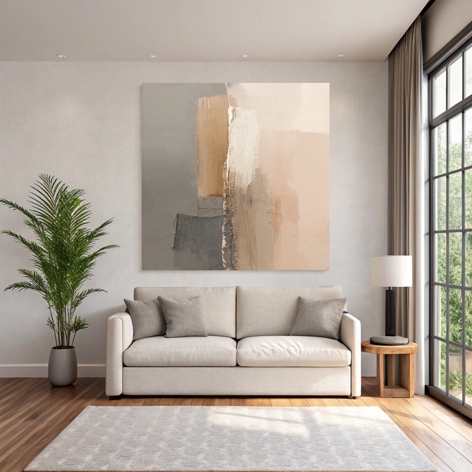Abstract painting soft colors structures