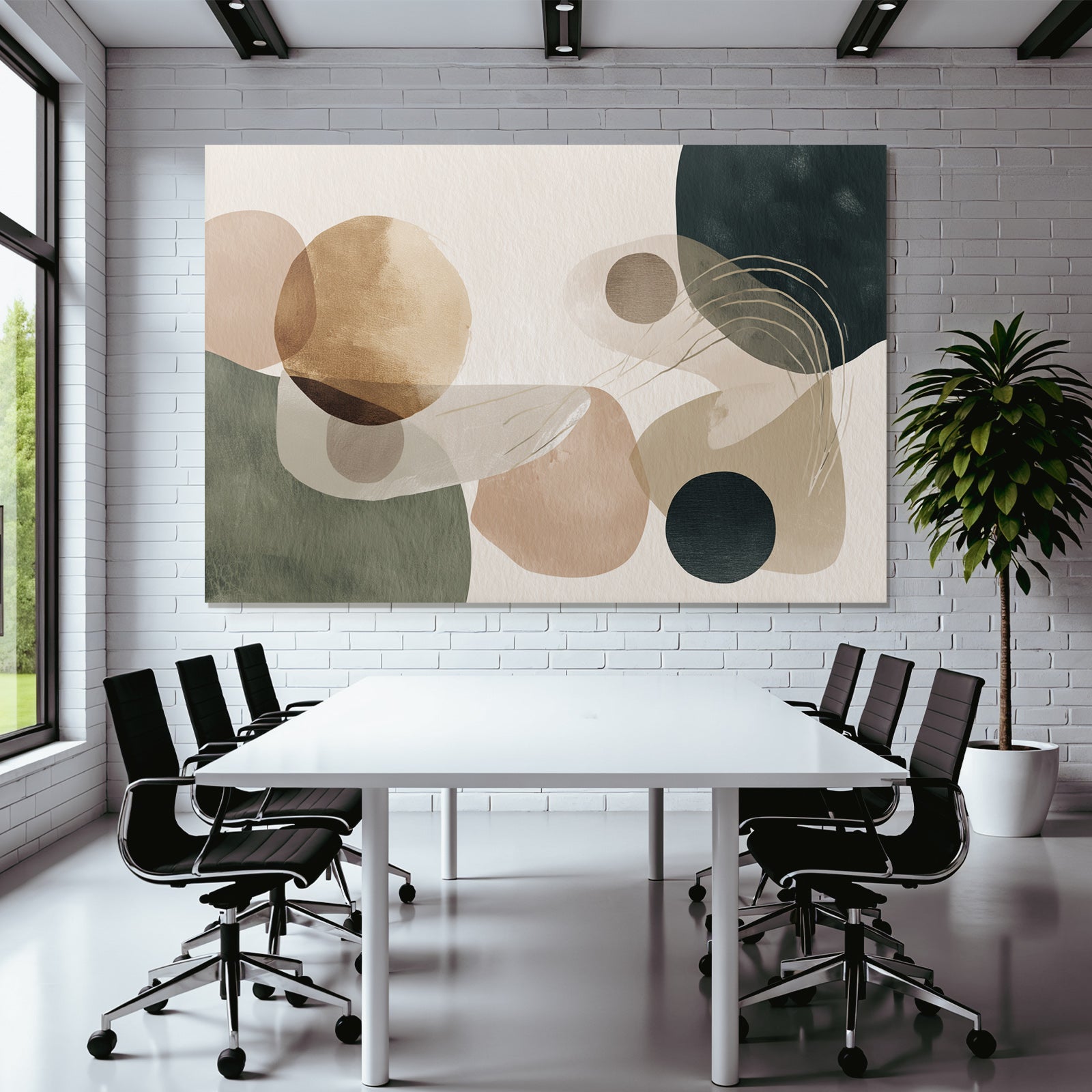Abstract Artistic Composition Soft Earth Tones Shapes Colors