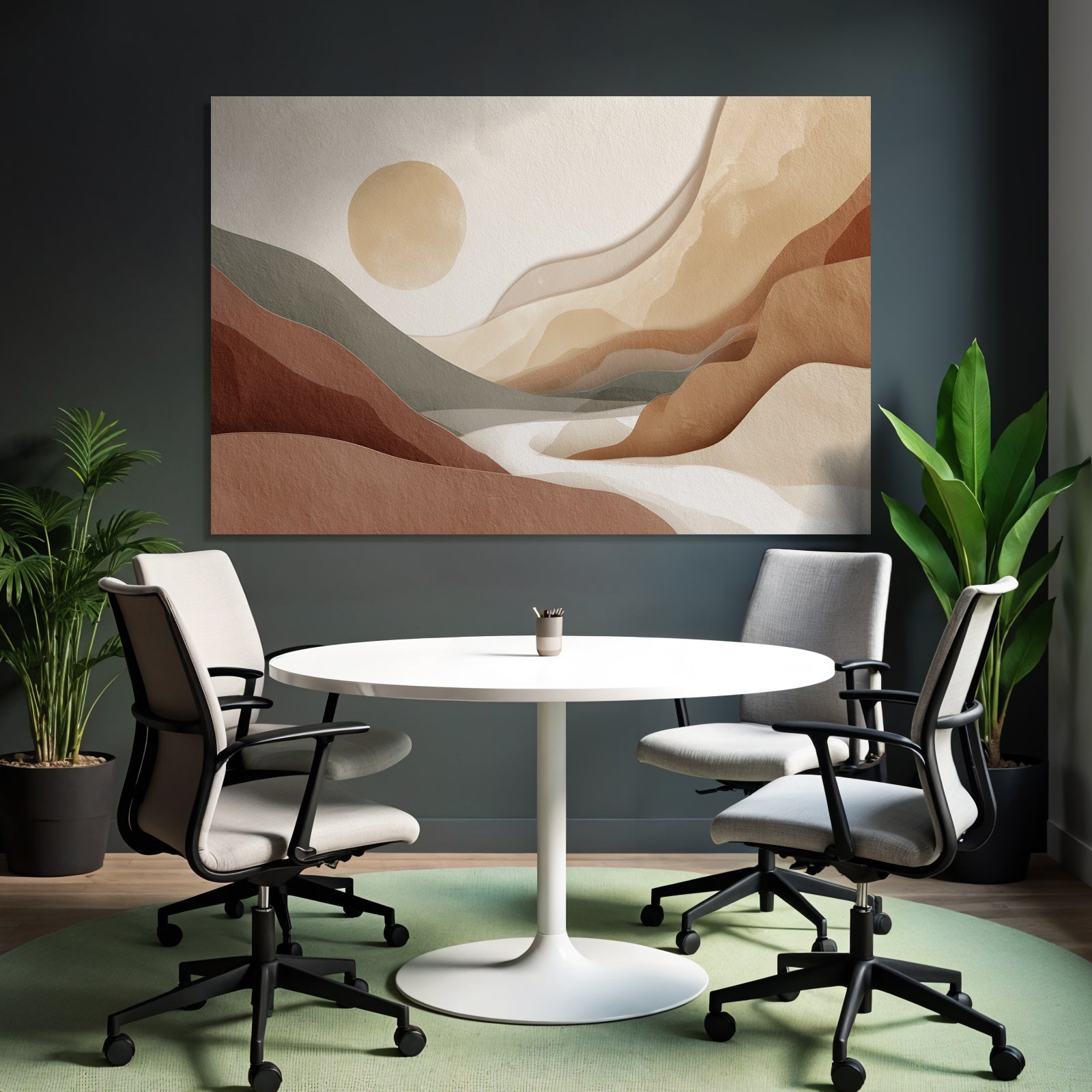 Abstract Landscape Soft Wavy Shapes Muted Color Palette Natural Environment