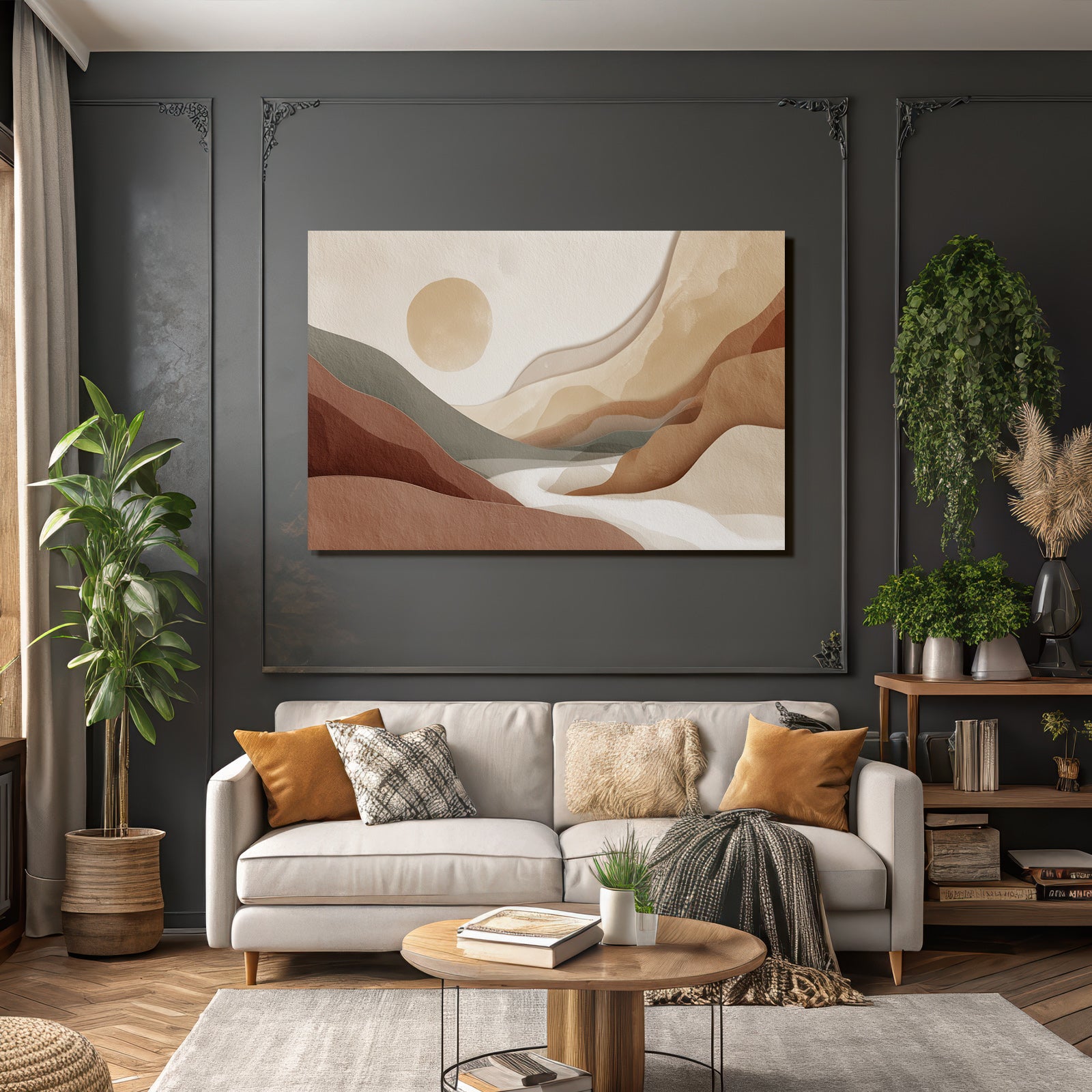 Abstract Landscape Soft Wavy Shapes Muted Color Palette Natural Environment