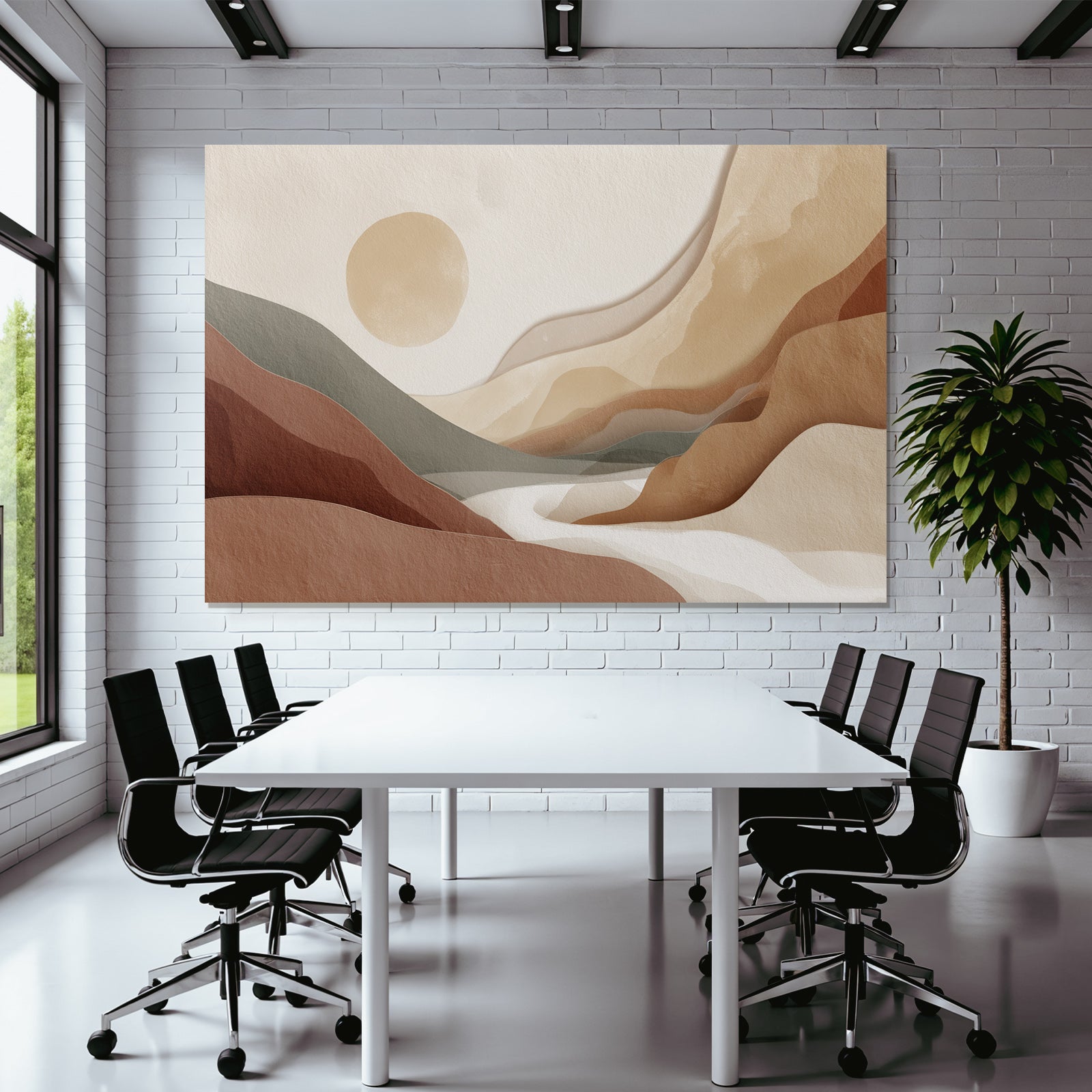 Abstract Landscape Soft Wavy Shapes Muted Color Palette Natural Environment