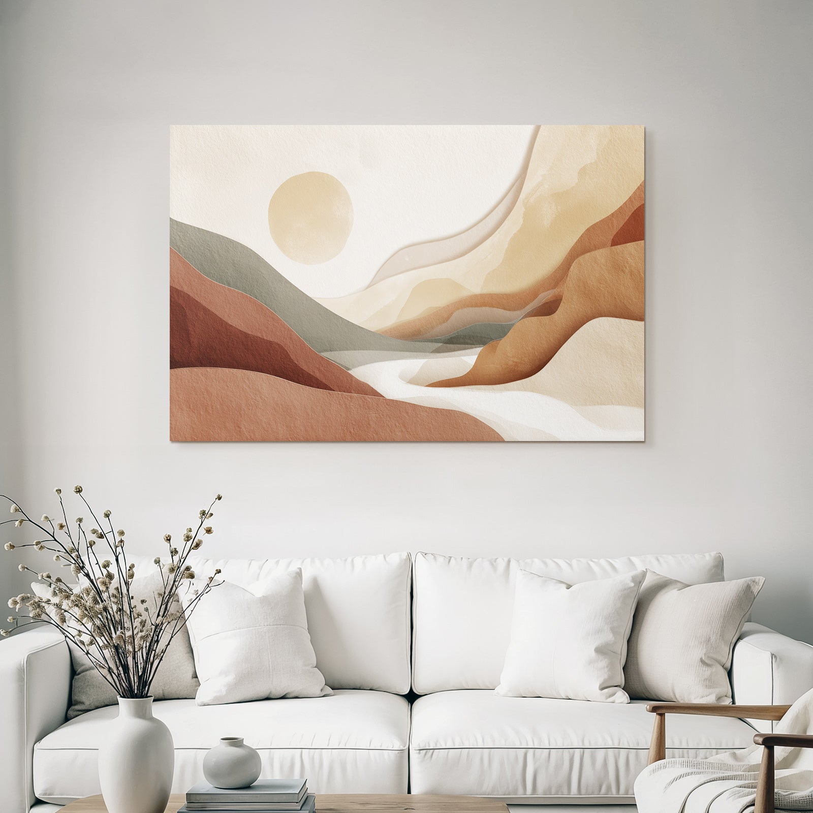 Abstract Landscape Soft Wavy Shapes Muted Color Palette Natural Environment