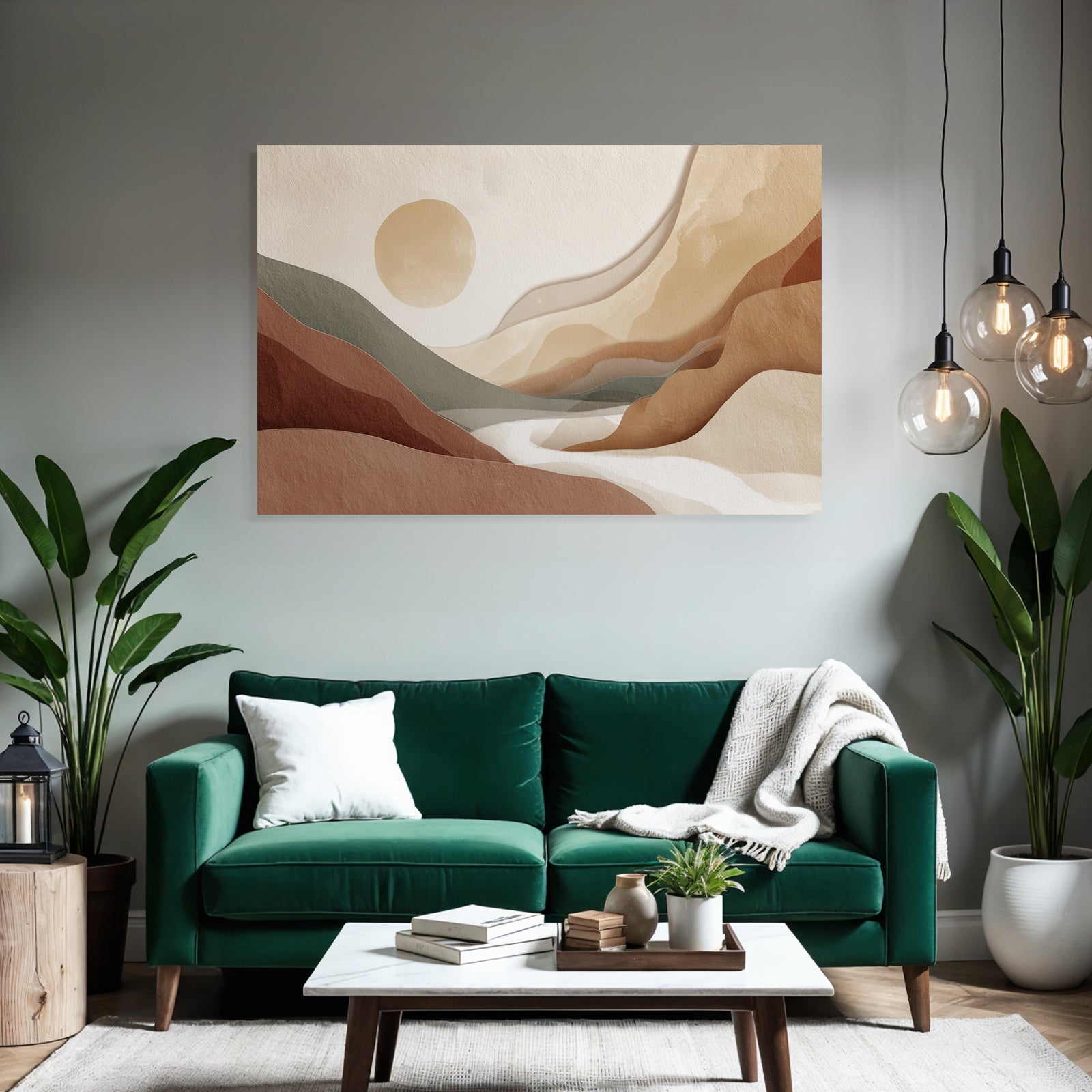 Abstract Landscape Soft Wavy Shapes Muted Color Palette Natural Environment