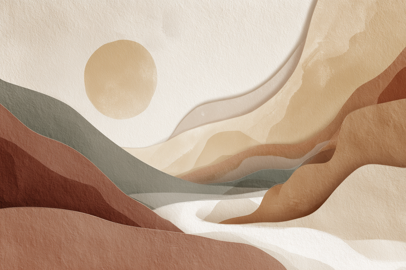Abstract Landscape Soft Wavy Shapes Muted Color Palette Natural Environment | Japandi | Einrichtungsstile