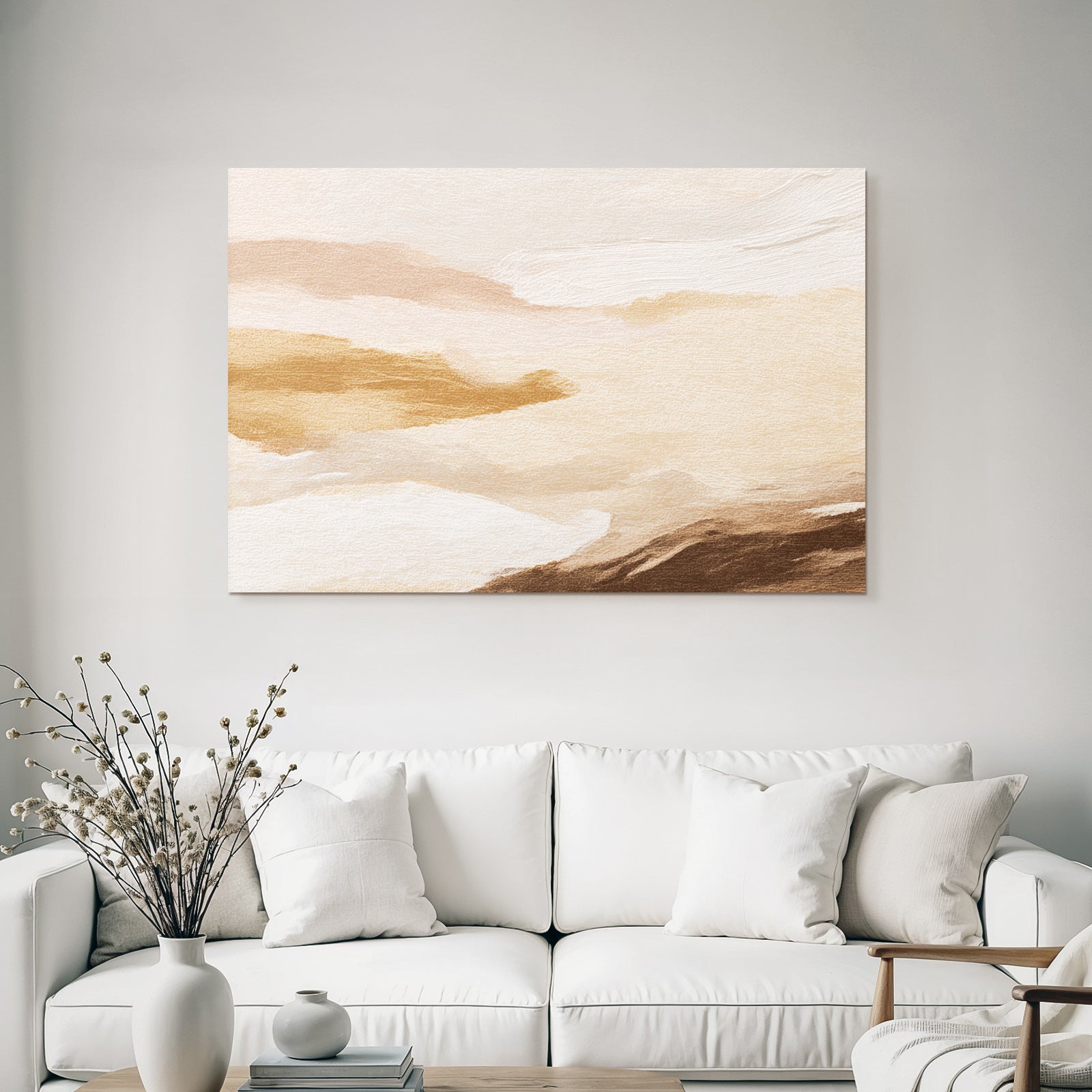 Abstract Painting Soft Colors Beige Brown Light Pink
