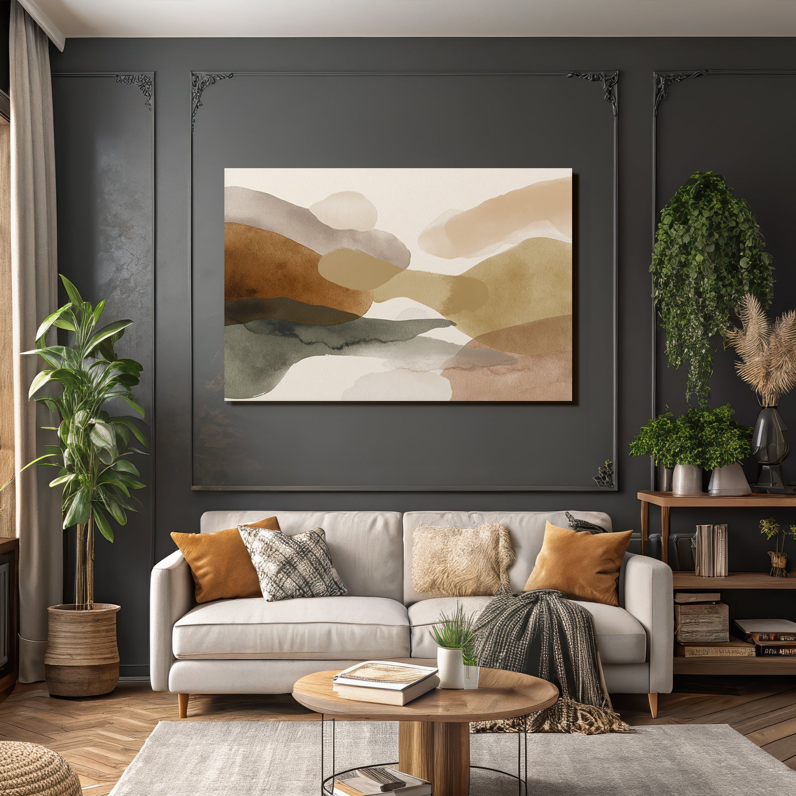 Abstract Watercolor Earthy Tones Ratio