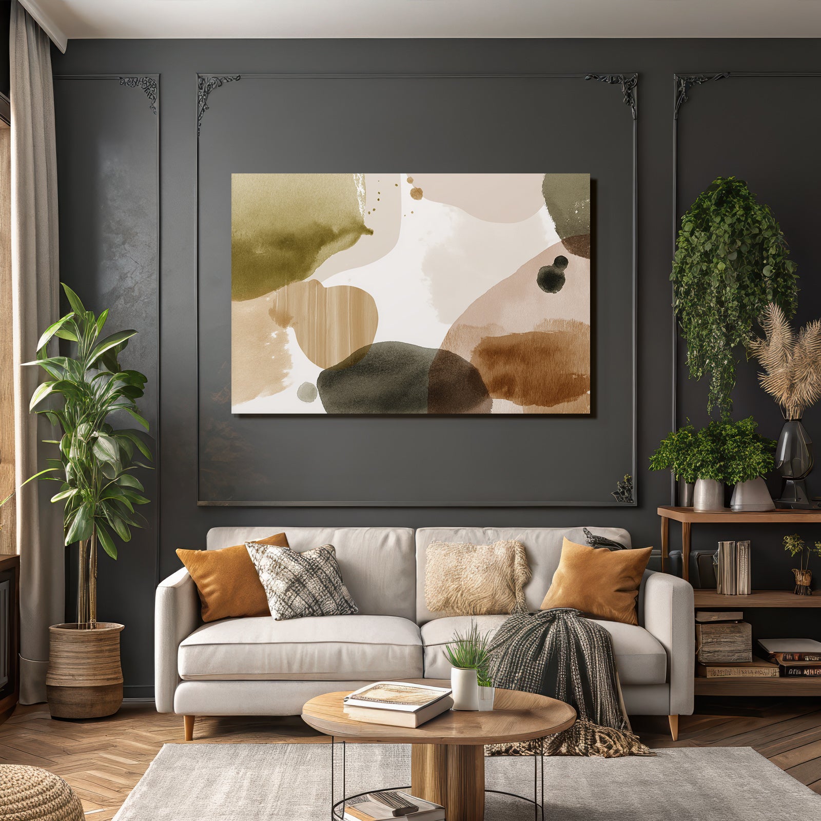 Abstract Watercolor Organic Shapes Earthy Tones