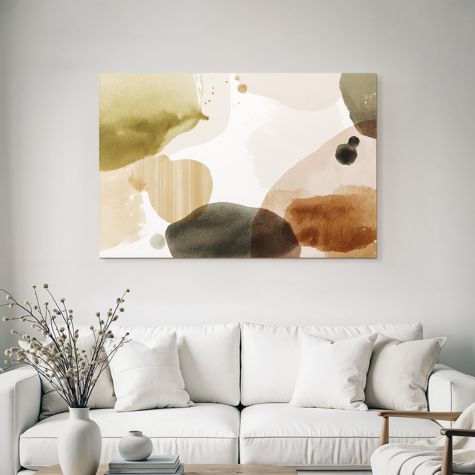 Abstract Watercolor Organic Shapes Earthy Tones