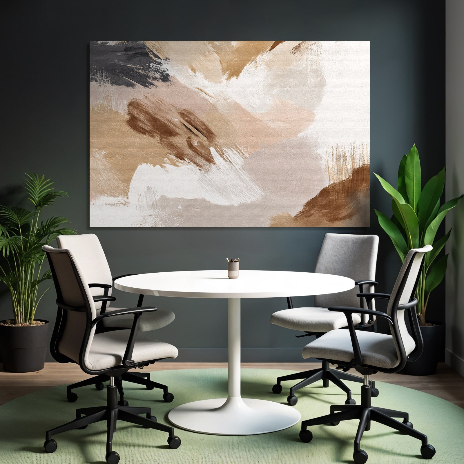 Abstrakte Kunst Mit Pinselstrichen Beige Braun Schwarz