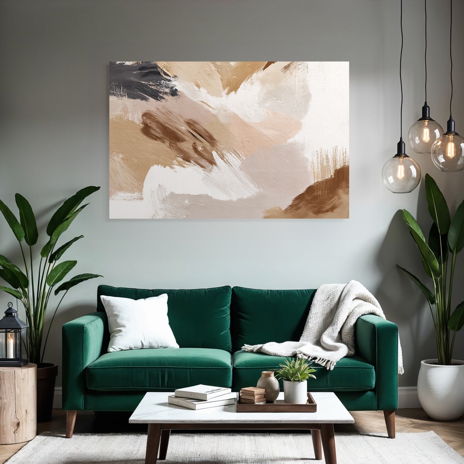 Abstrakte Kunst Mit Pinselstrichen Beige Braun Schwarz