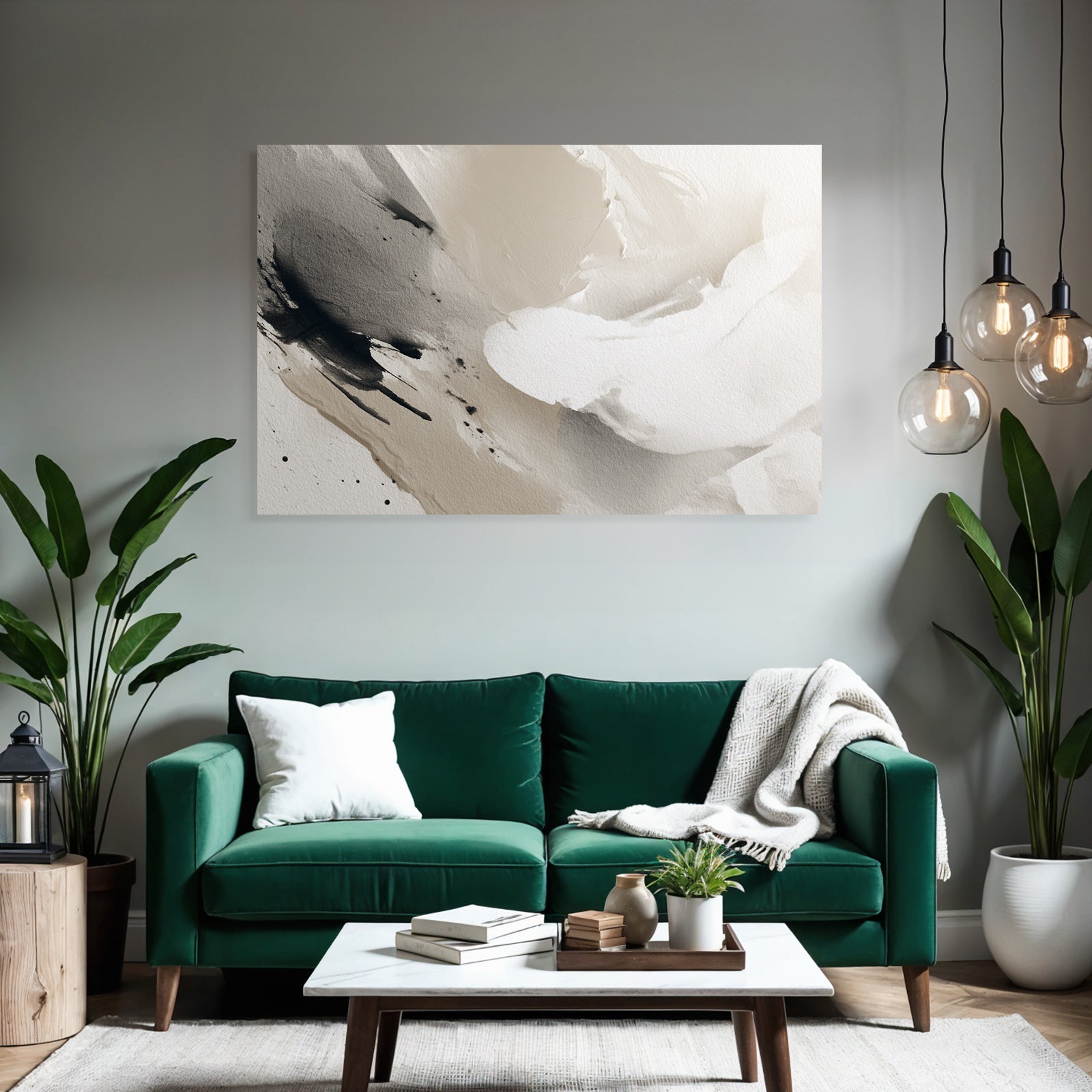 Abstrakte Kunst Sanfte Streifen Schwarz Grau Beige Fluessige Texturen