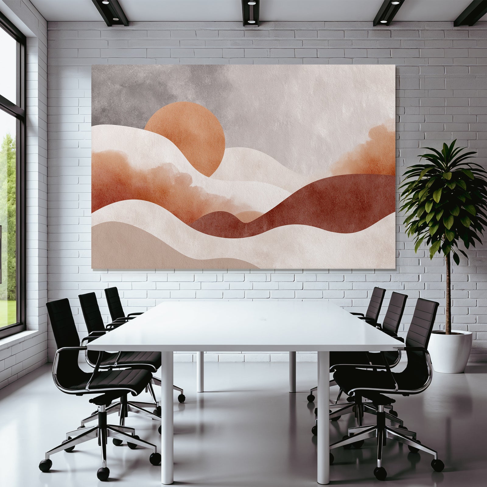 Abstrakte Kunst Weiche Formen Sonne Orange Erdfarben Hintergrund