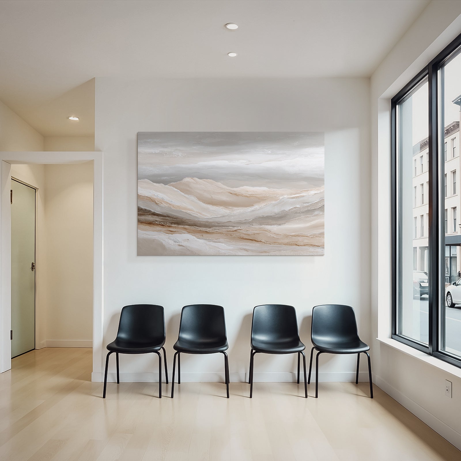 Abstrakte Landschaften Texturen Wellen Sanfte Neutrale Toene Beige Creme Grau