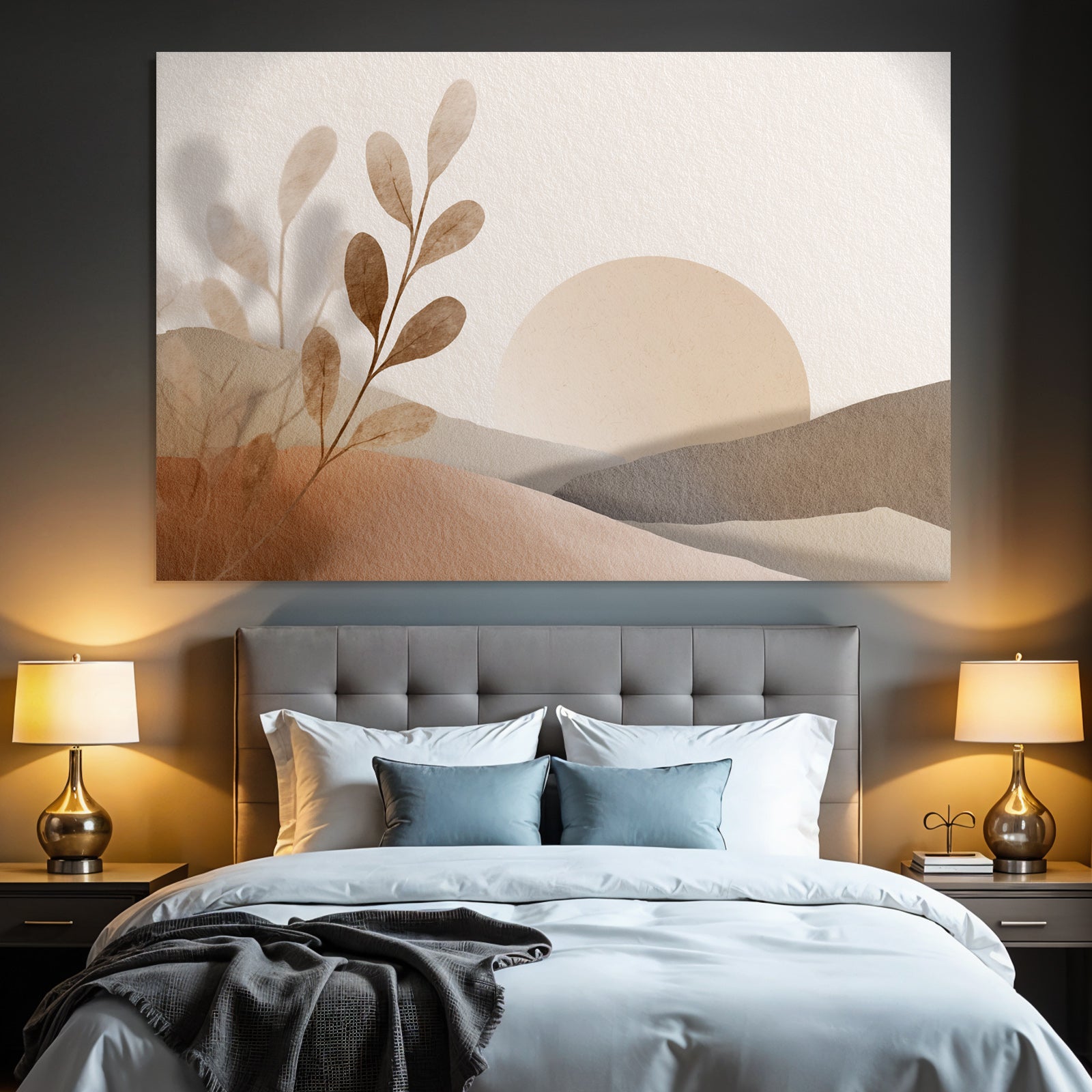 Abstract Sunshine With Hills And Plants