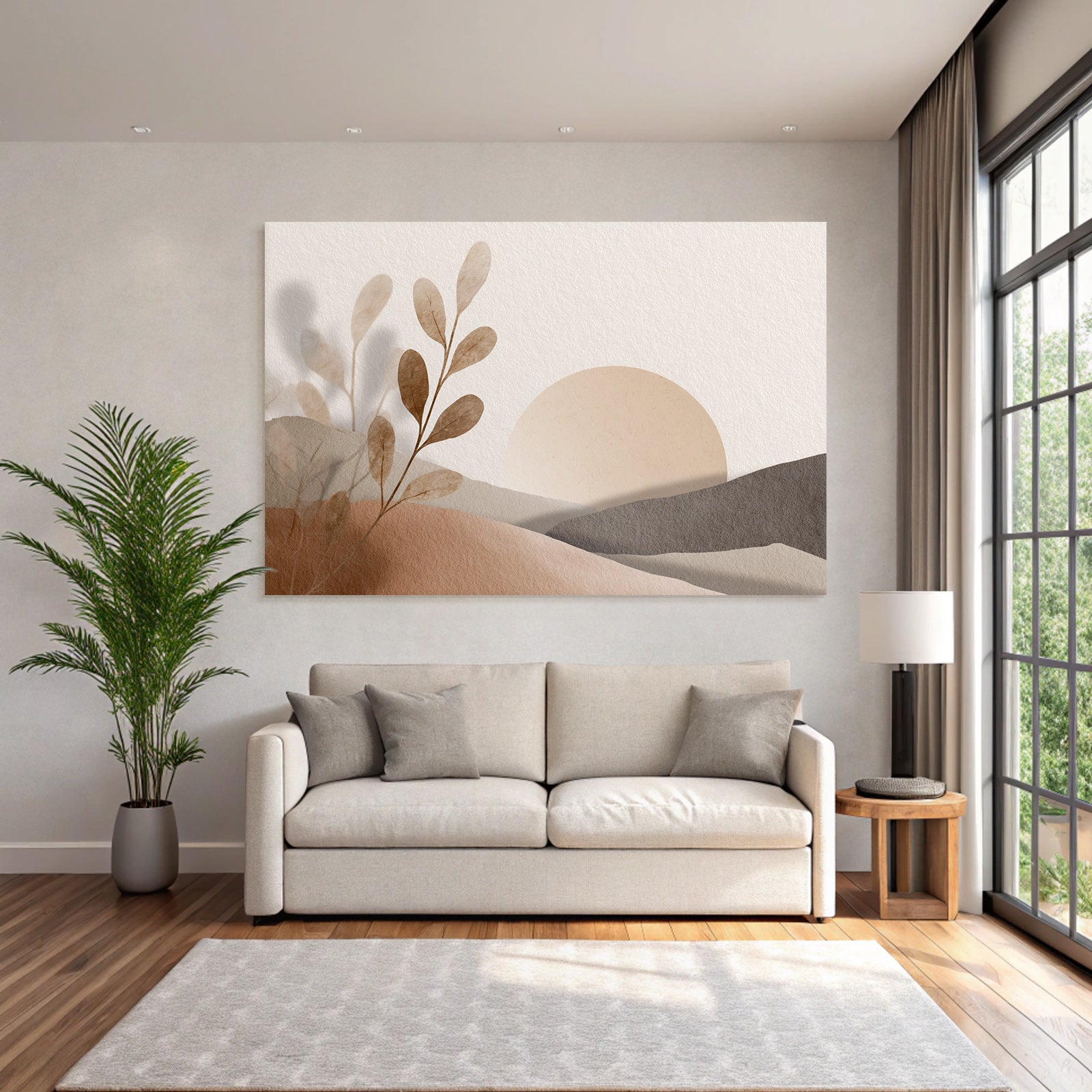 Abstract Sunshine With Hills And Plants