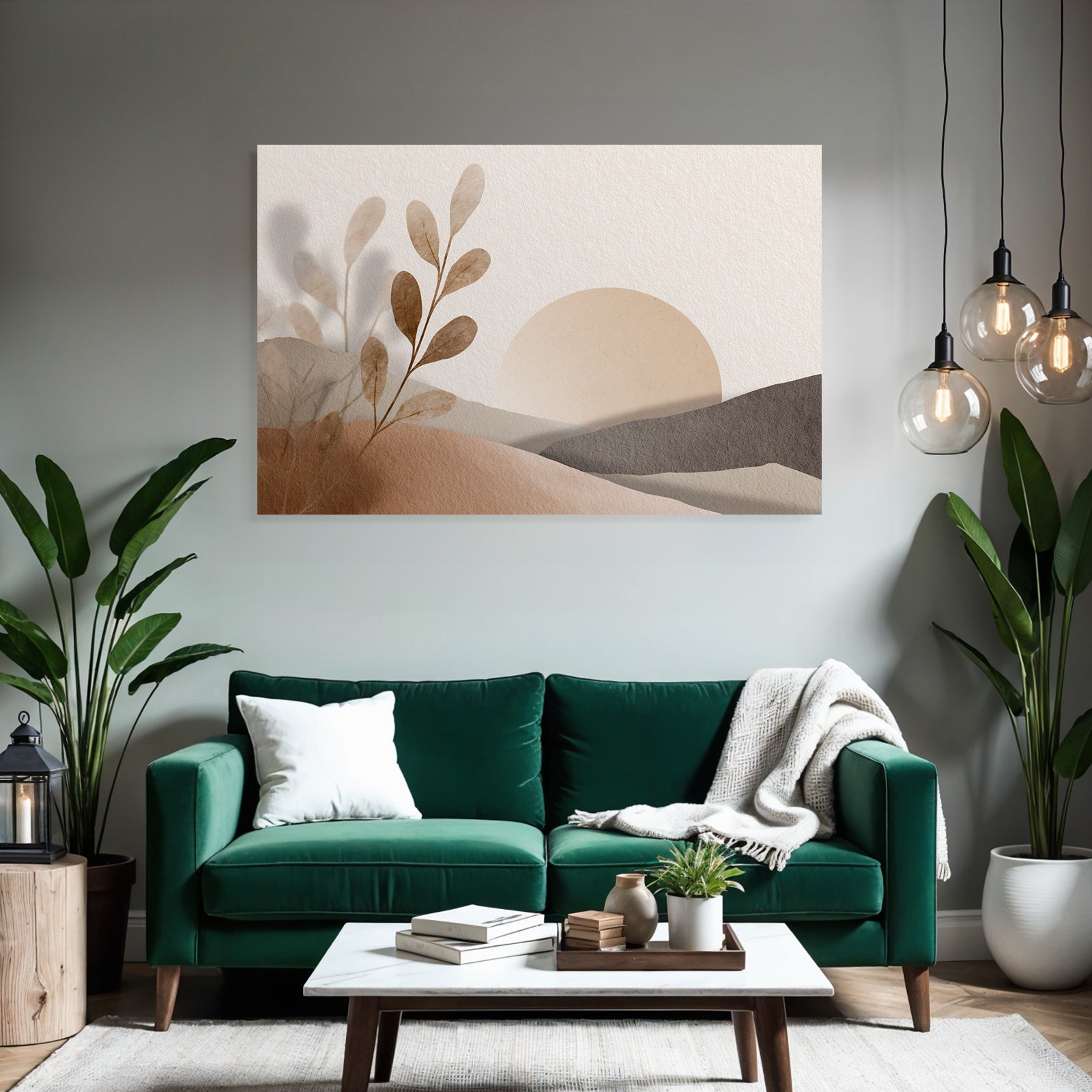 Abstract Sunshine With Hills And Plants