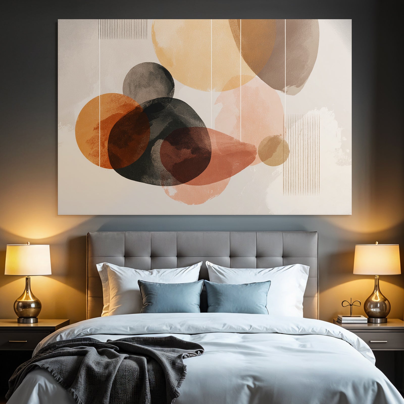 Abstract design Earth tones Circular shapes Vertical lines