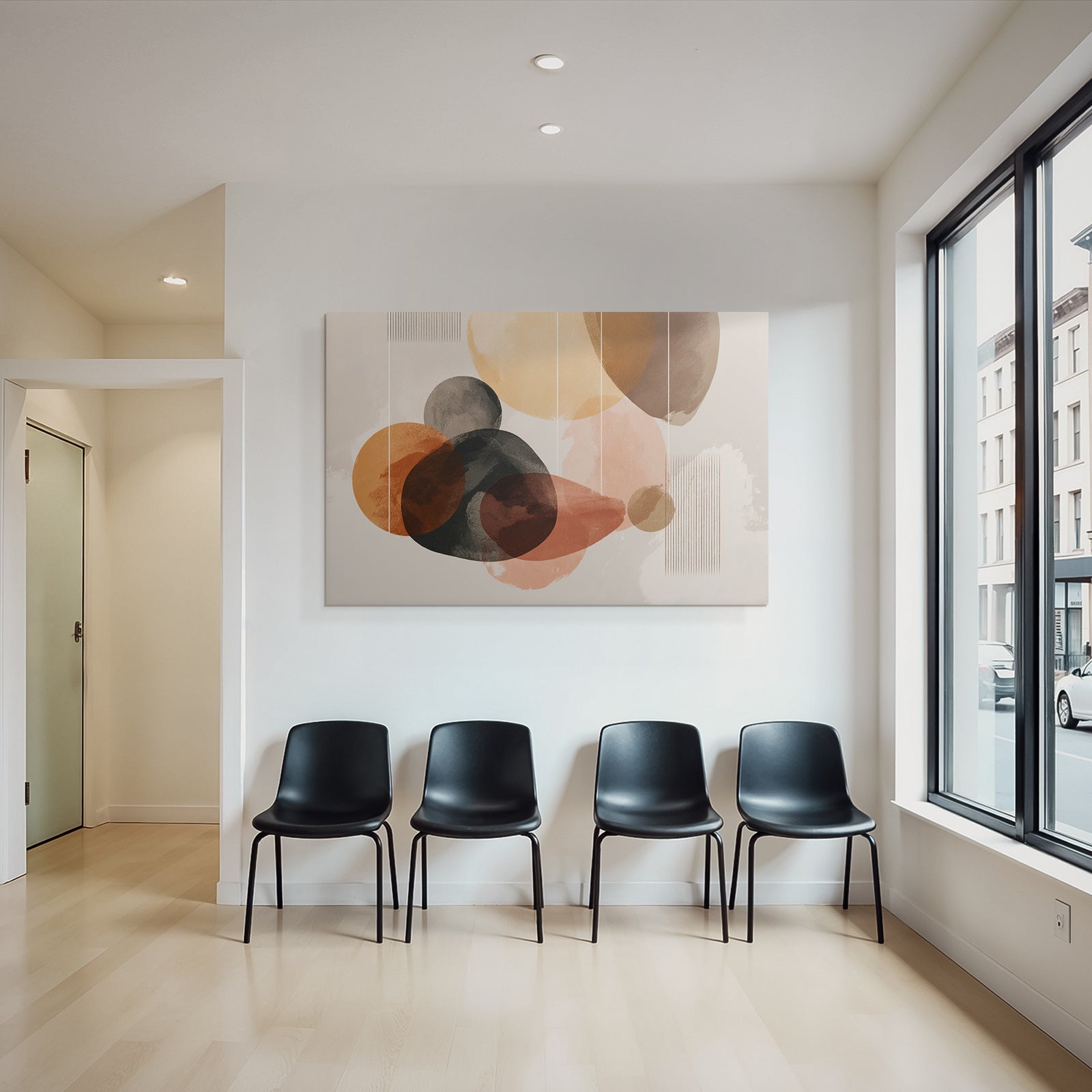 Abstract design Earth tones Circular shapes Vertical lines