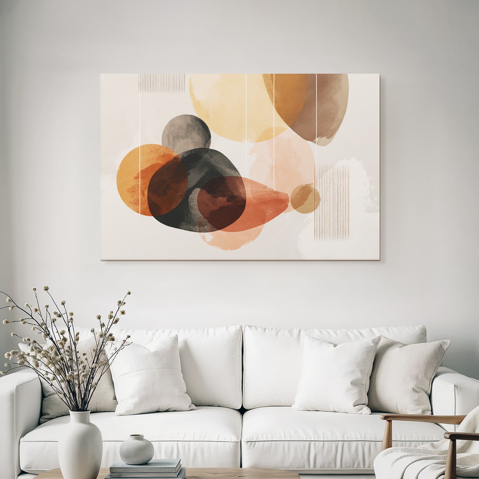 Abstract design Earth tones Circular shapes Vertical lines