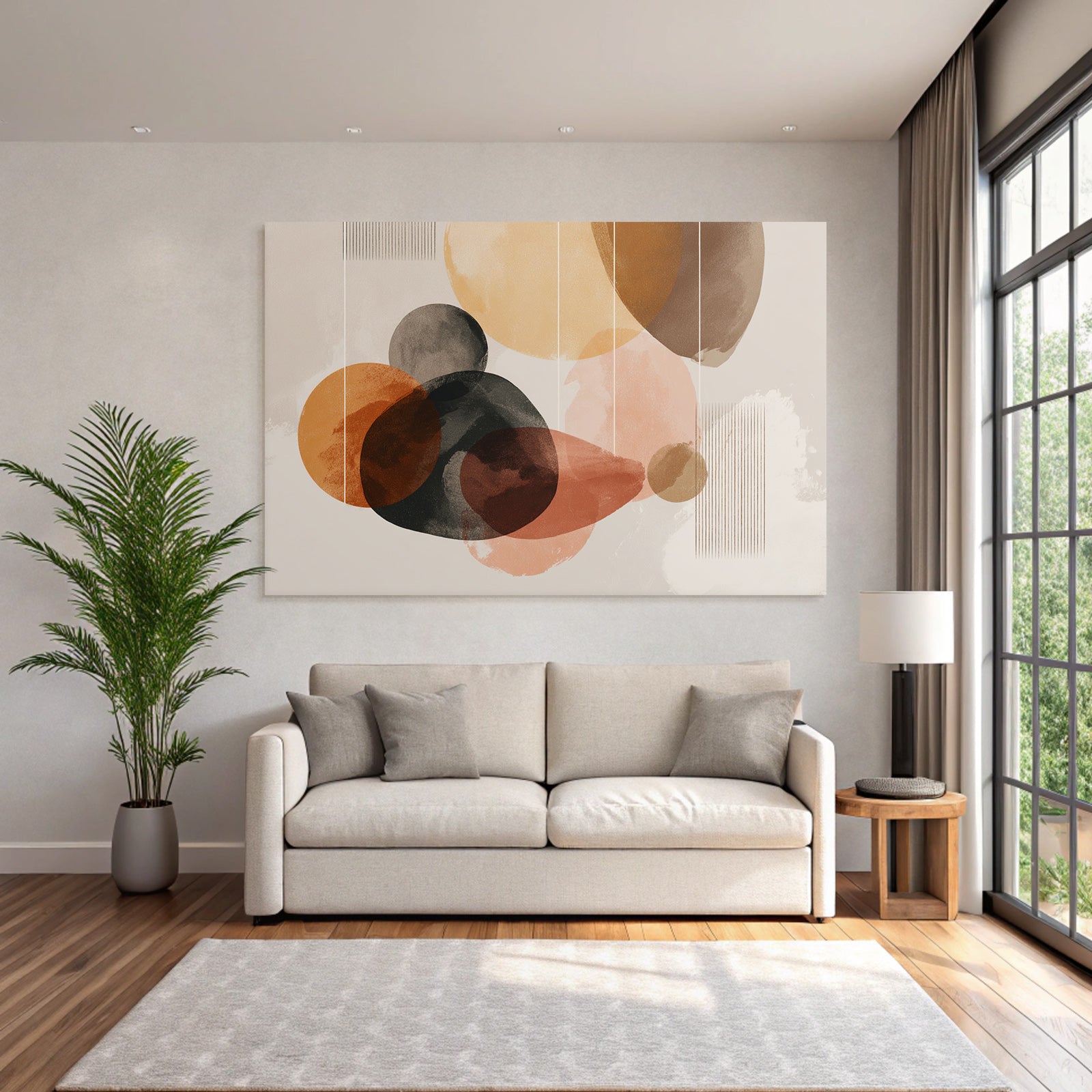 Abstract design Earth tones Circular shapes Vertical lines