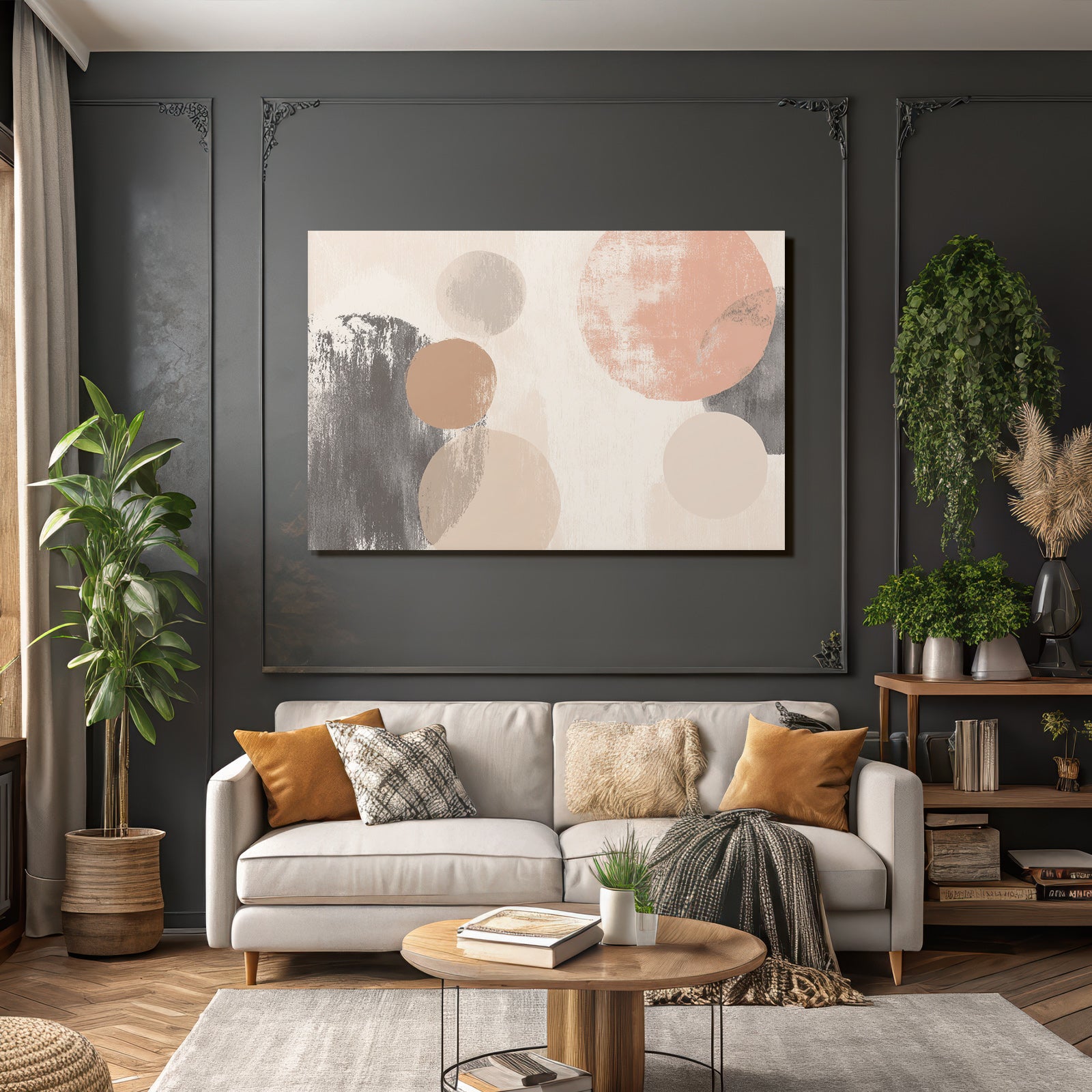 Abstract design circles on textured background