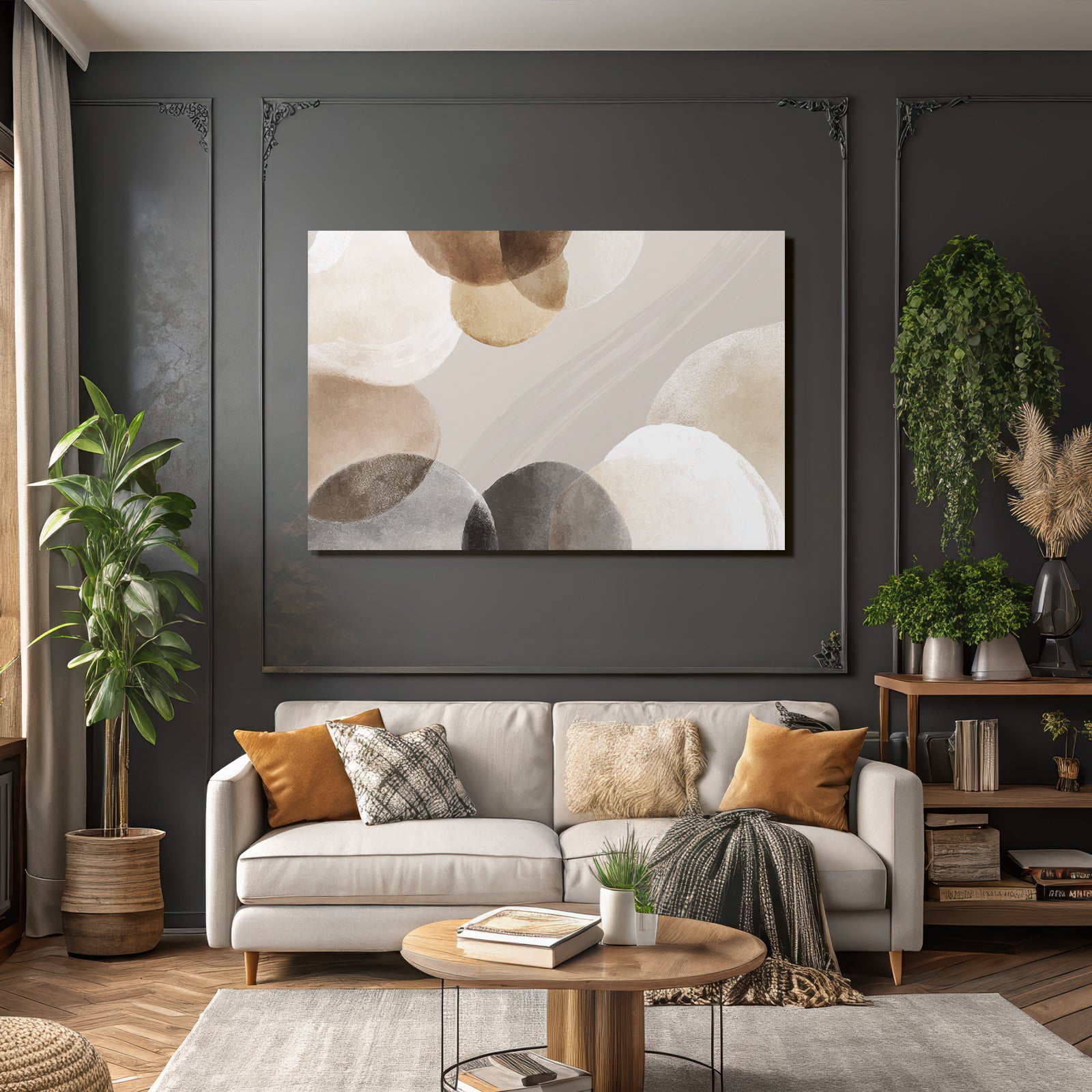 Abstract design with soft circular shapes in muted tones