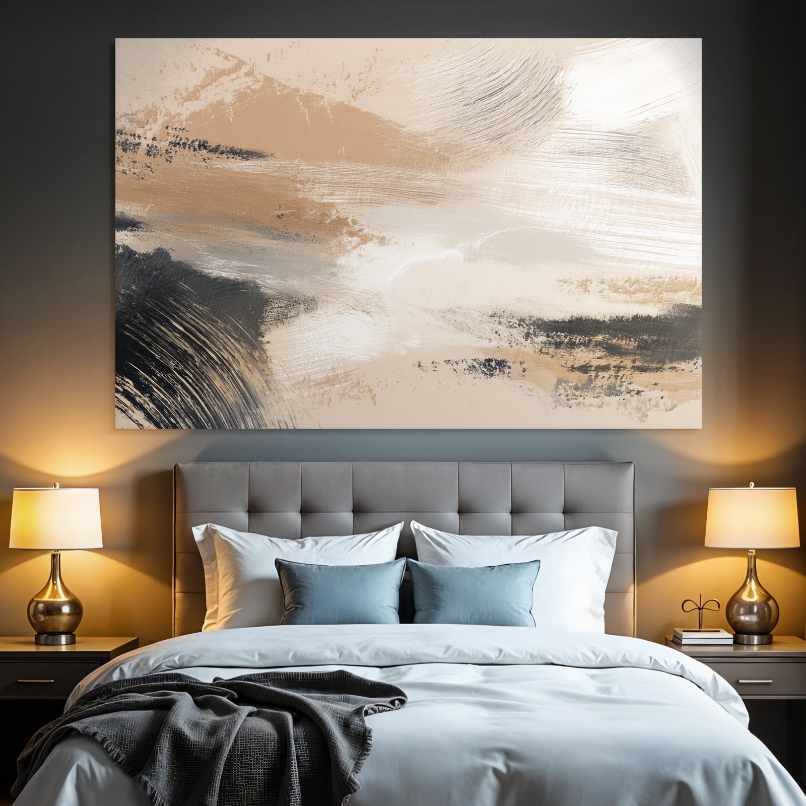 Abstract Painting With Colored Brushes Earthy Colors Textures