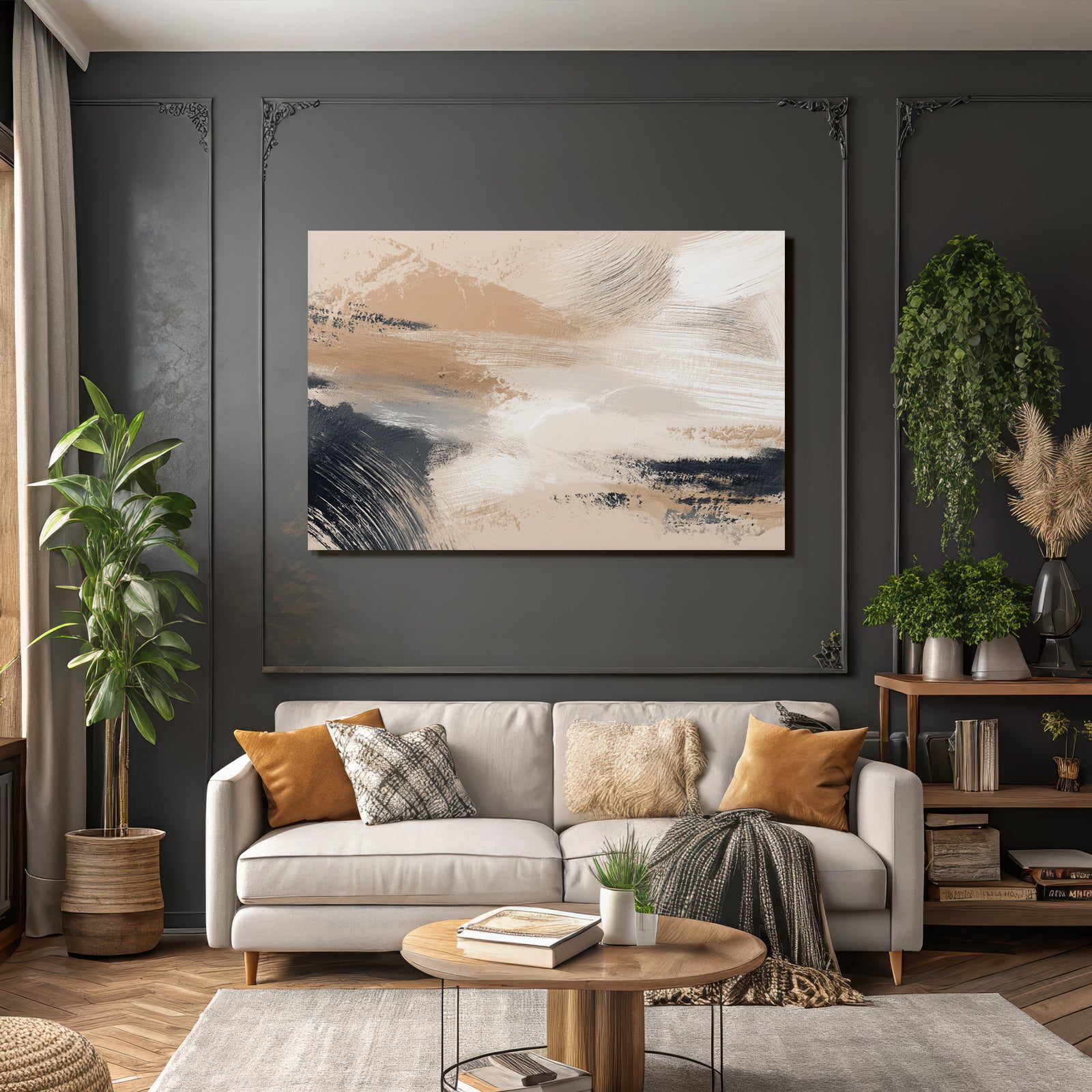 Abstract Painting With Colored Brushes Earthy Colors Textures