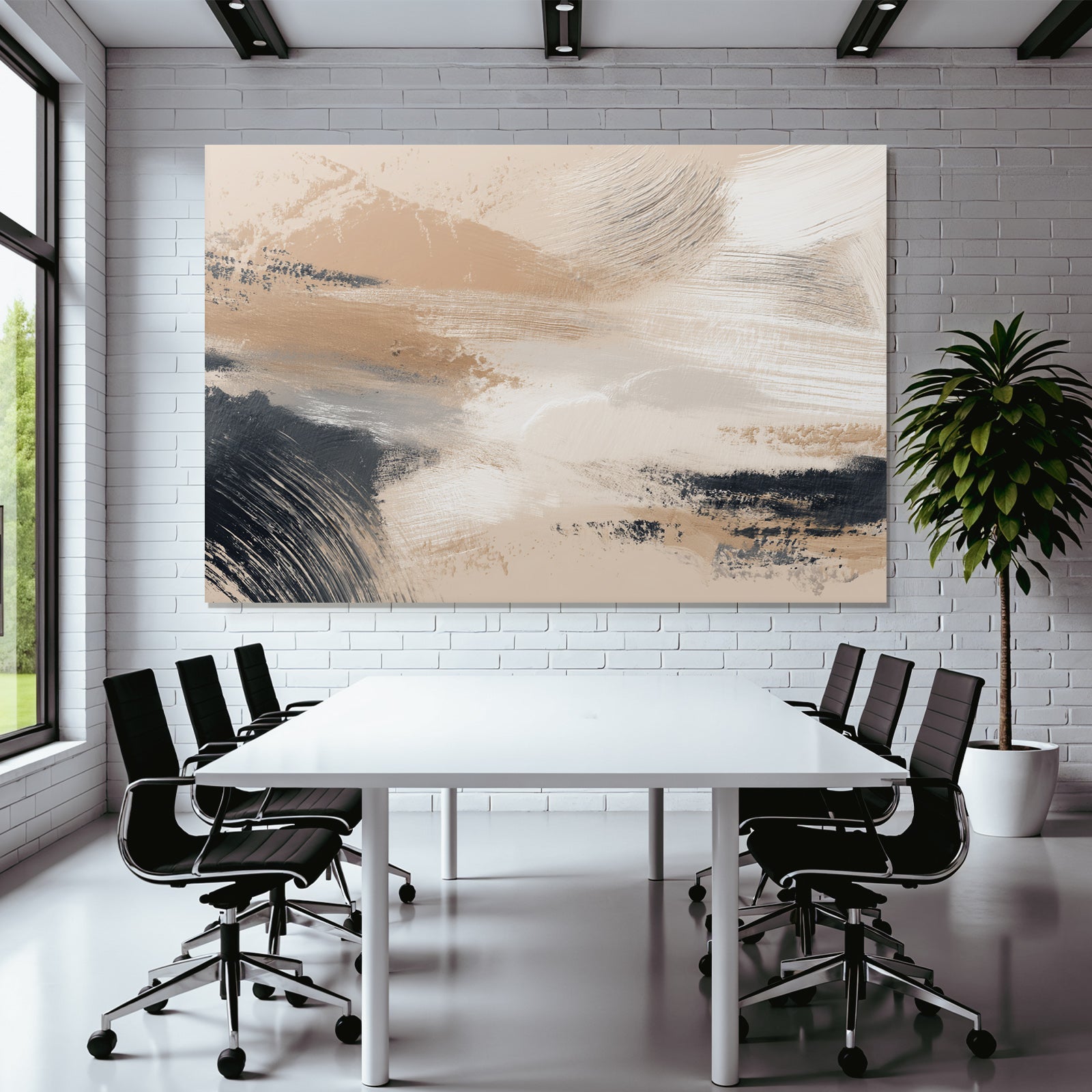 Abstract Painting With Colored Brushes Earthy Colors Textures
