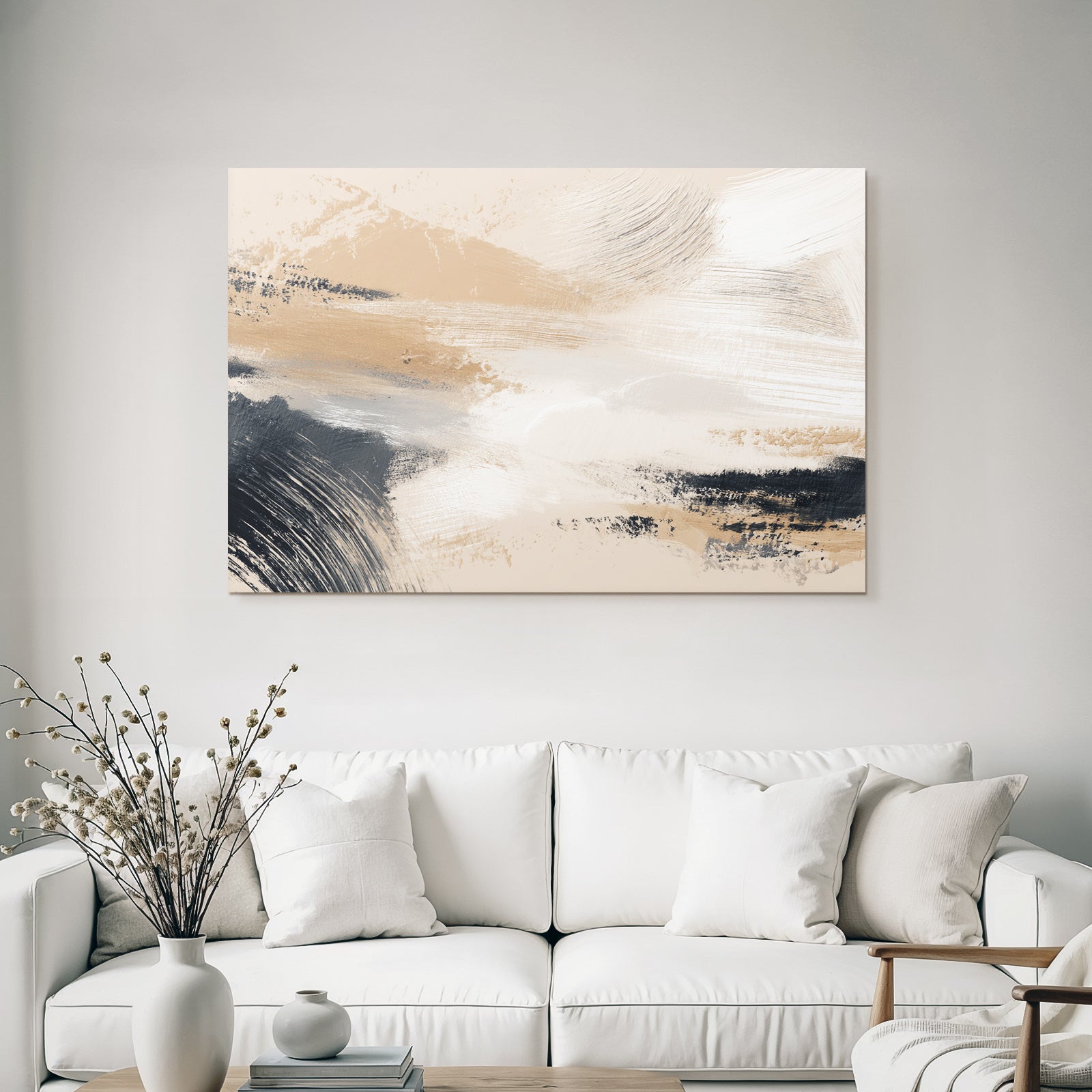 Abstract Painting With Colored Brushes Earthy Colors Textures