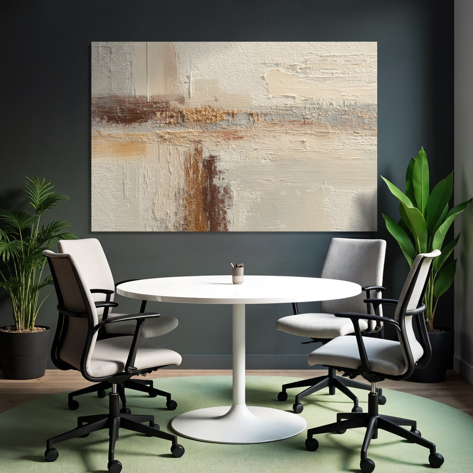 Abstract painting with a bright color scheme and minimalist aesthetic