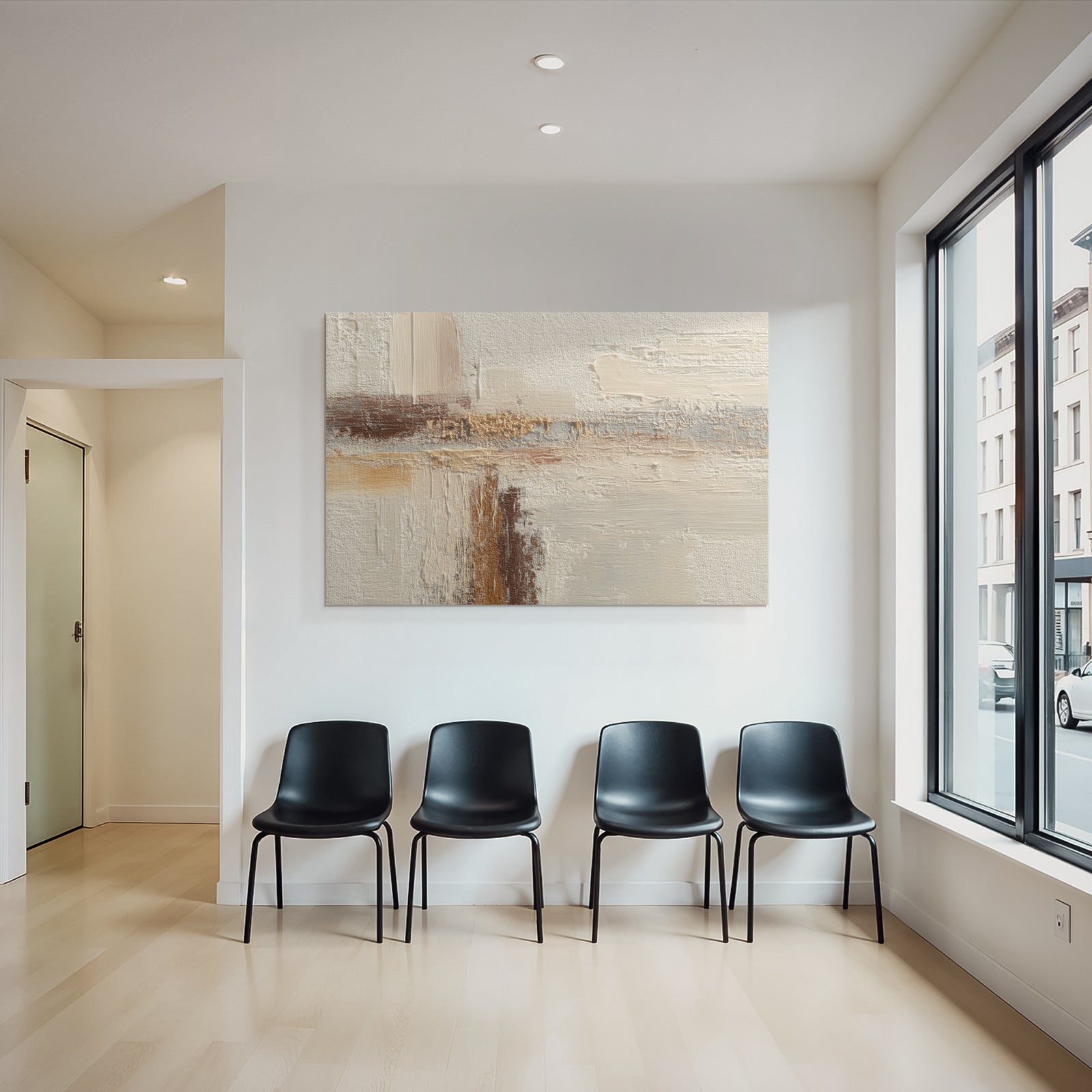 Abstract painting with a bright color scheme and minimalist aesthetic