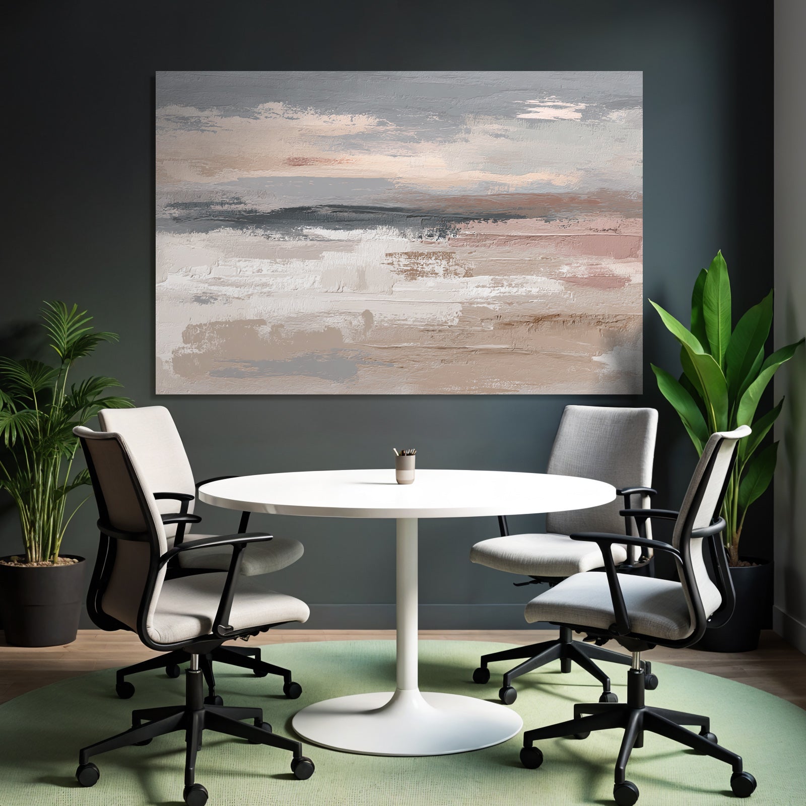 Abstract painting with soft colors and textured brushstrokes