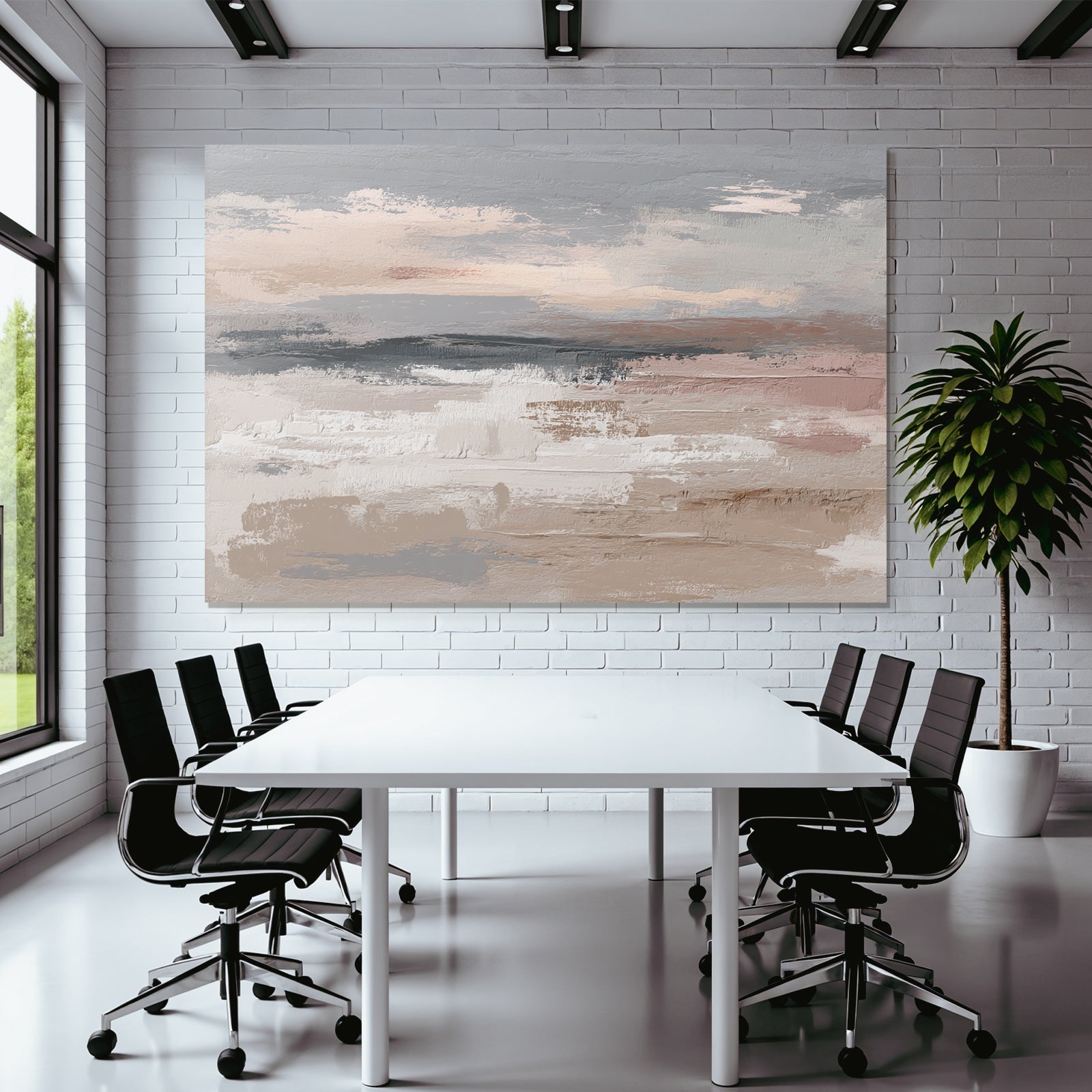 Abstract painting with soft colors and textured brushstrokes