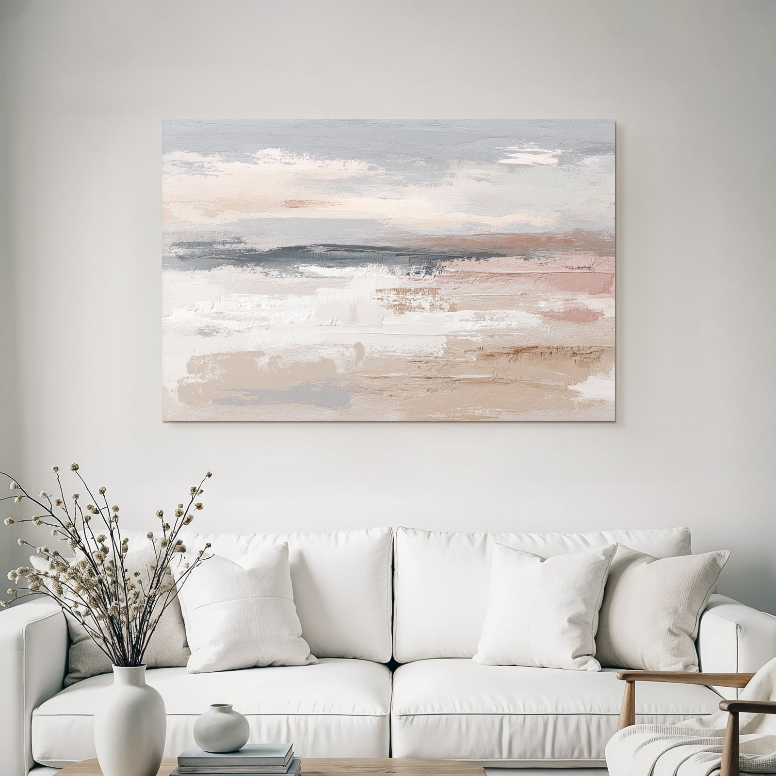 Abstract painting with soft colors and textured brushstrokes