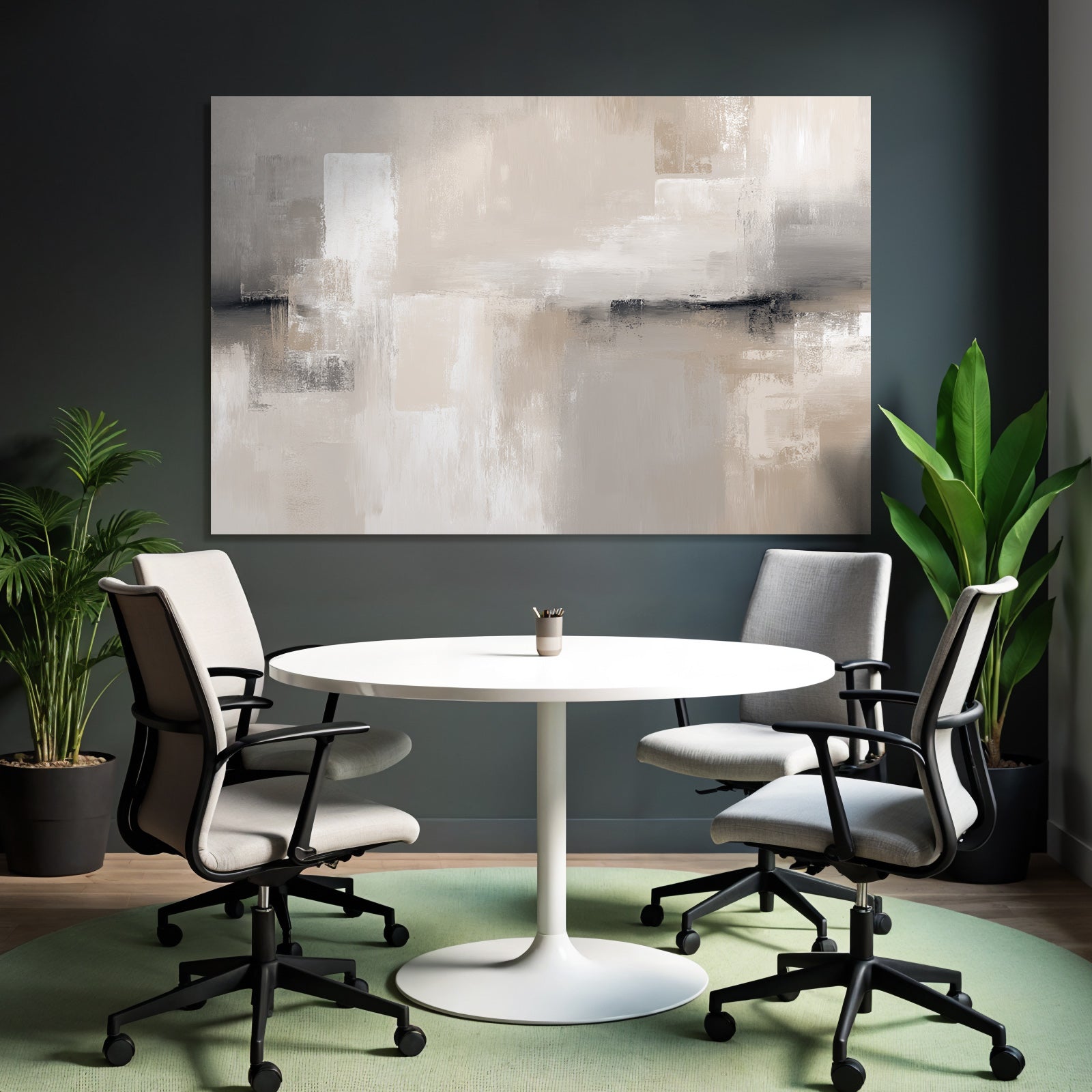 Abstract artwork with soft neutral colors and a textured look