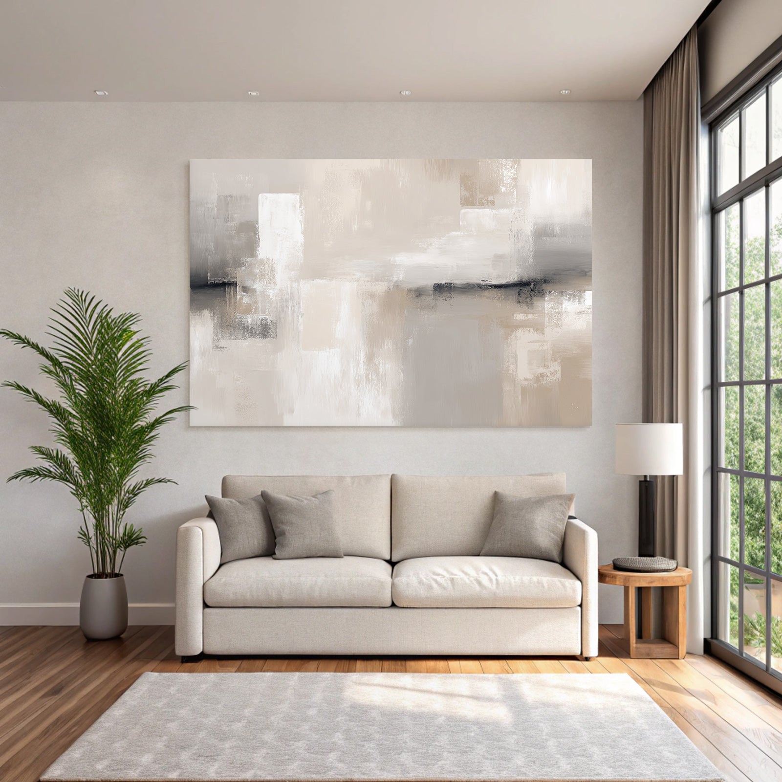 Abstract artwork with soft neutral colors and a textured look